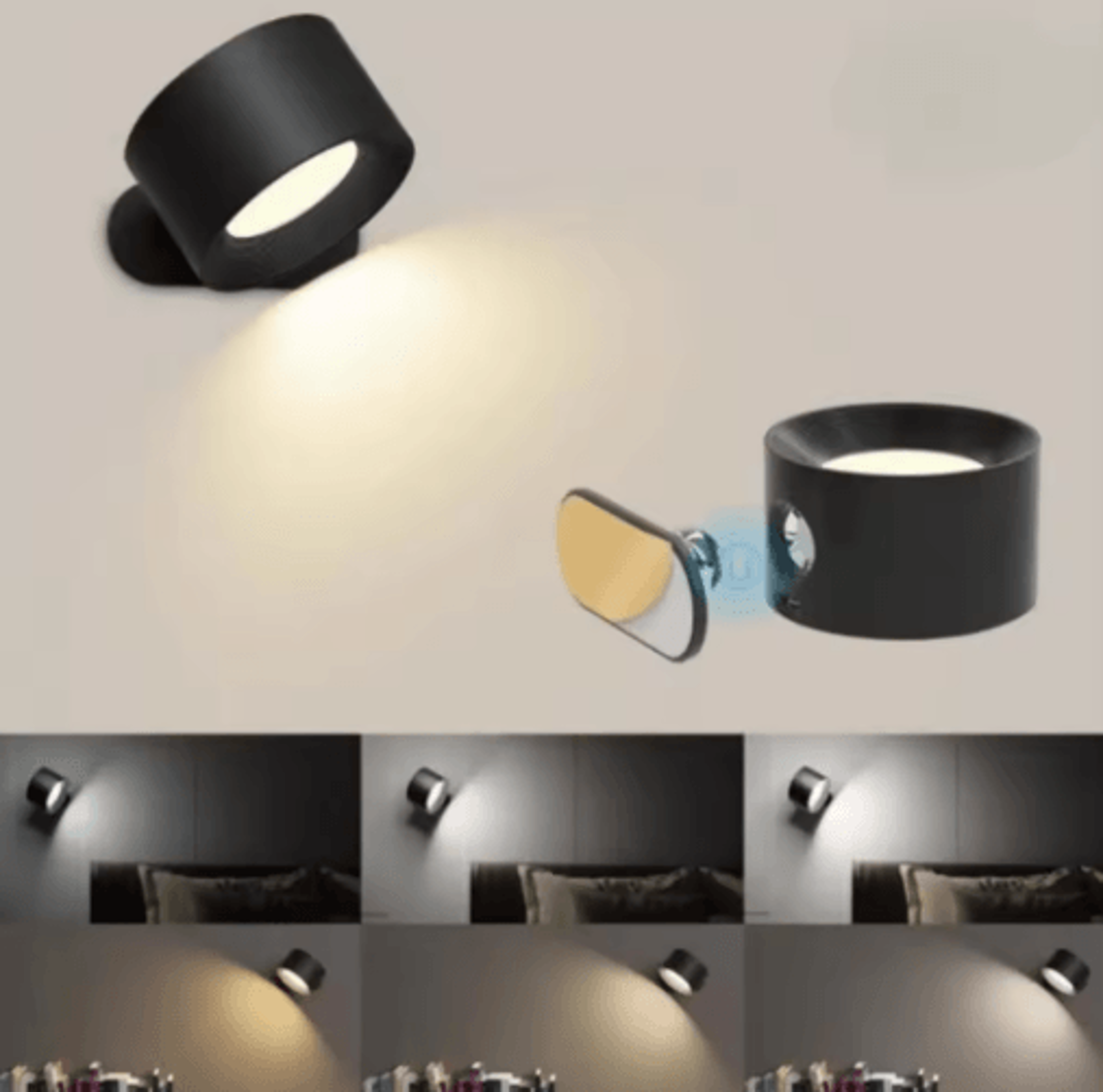 360 Rotating Magnetic LED Wall Lamp  USB Rechargeable Touch Control Reading Light 1