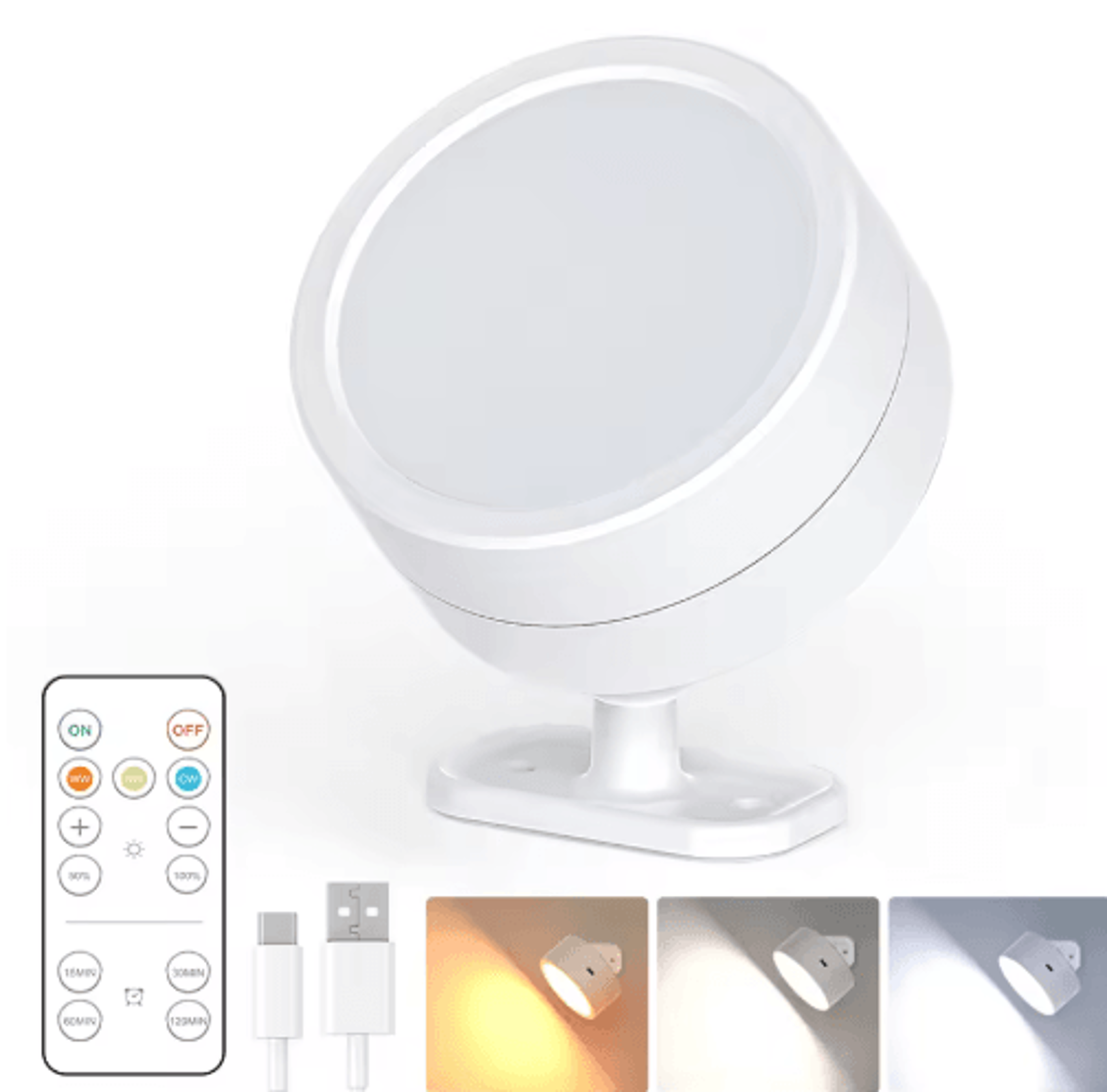 Rechargeable Magnetic LED Wall Light  360 Rotating Wireless Ambient Spotlight With Remote Control 4
