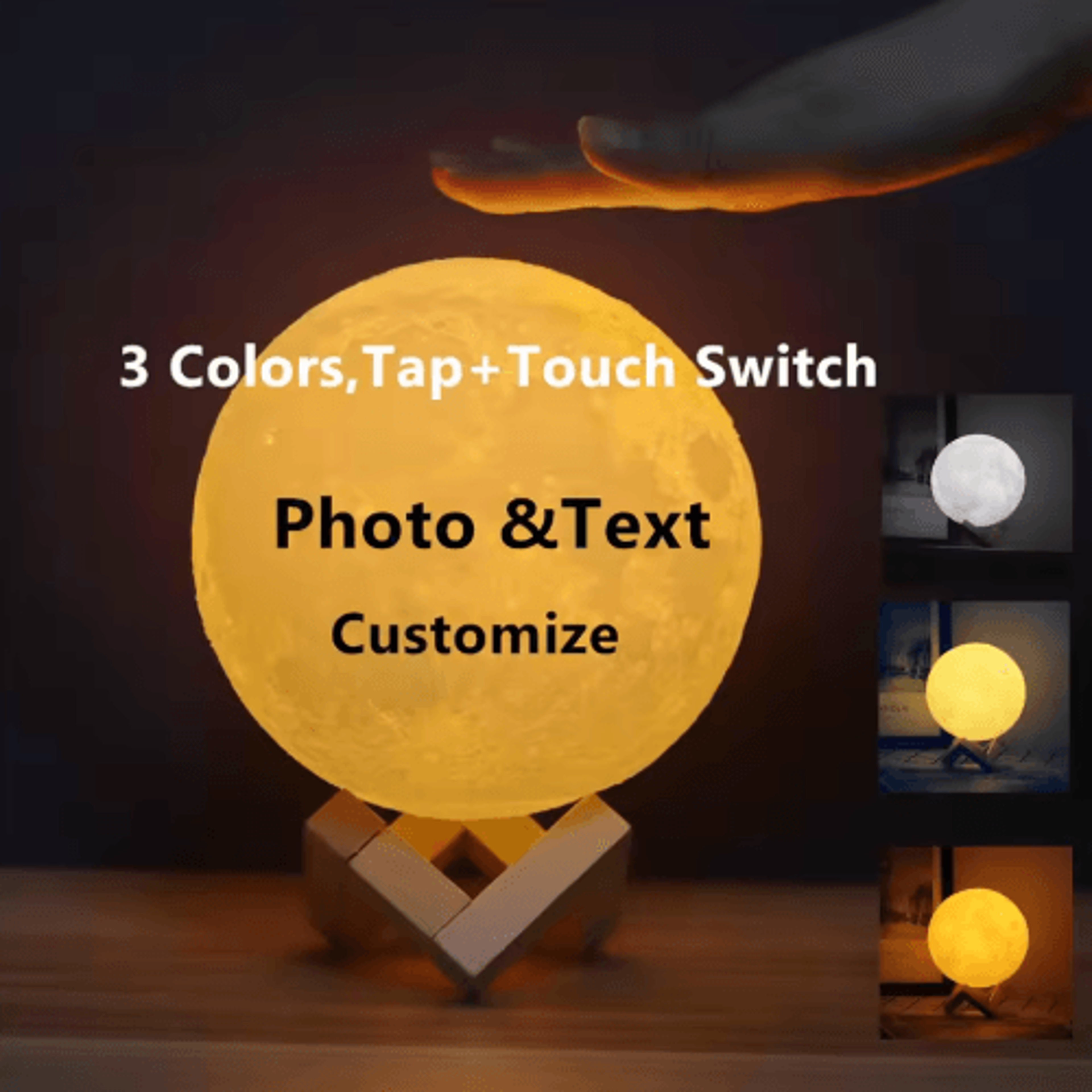Personalized 3D Moon Lamp  Custom Photo  Text Touch Night Light For Family Couples  Kids 2