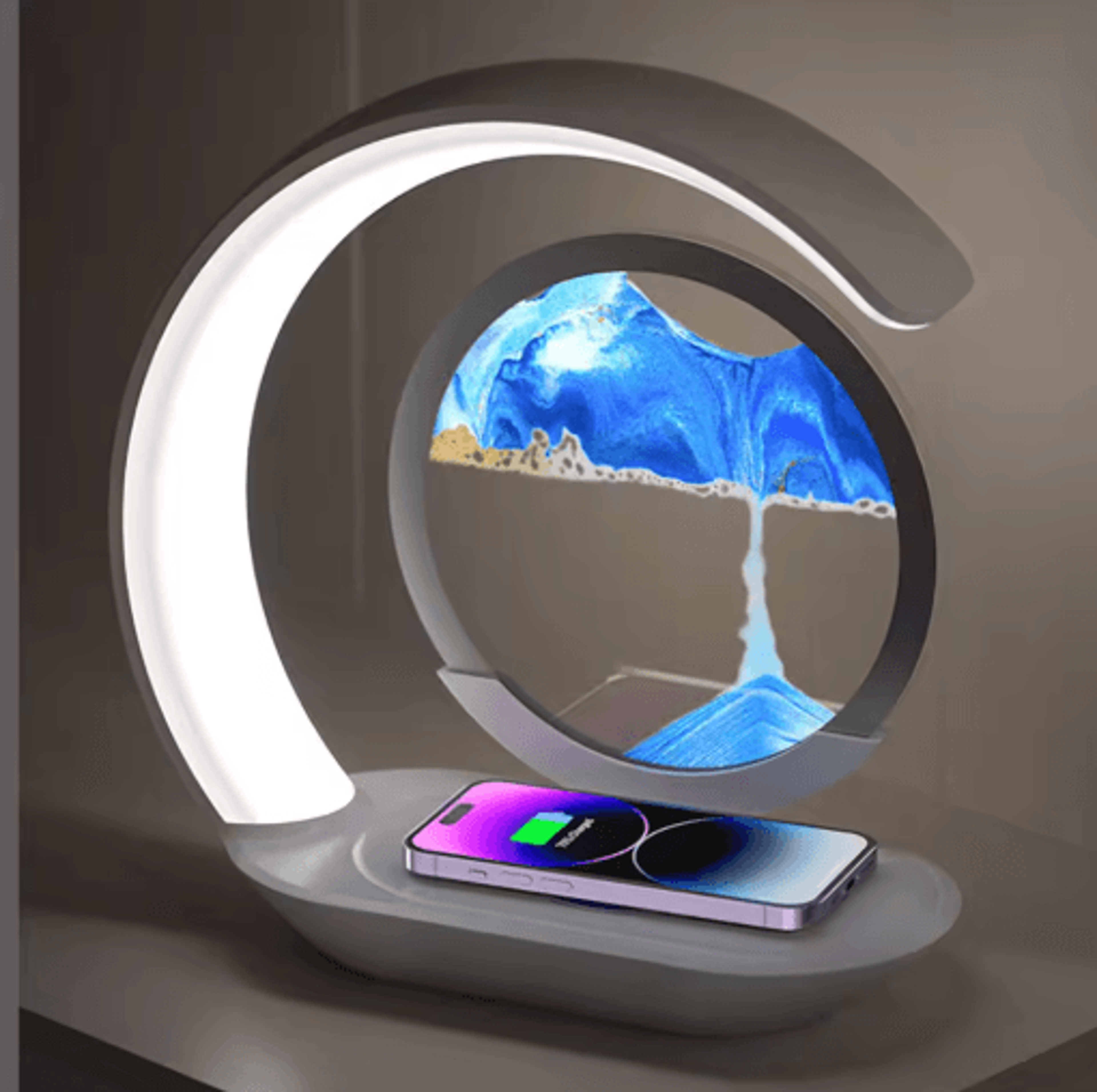 3D Quicksand Table Lamp  USB Wireless Charging Hourglass Sand Painting Night Light  Desk Decor 0
