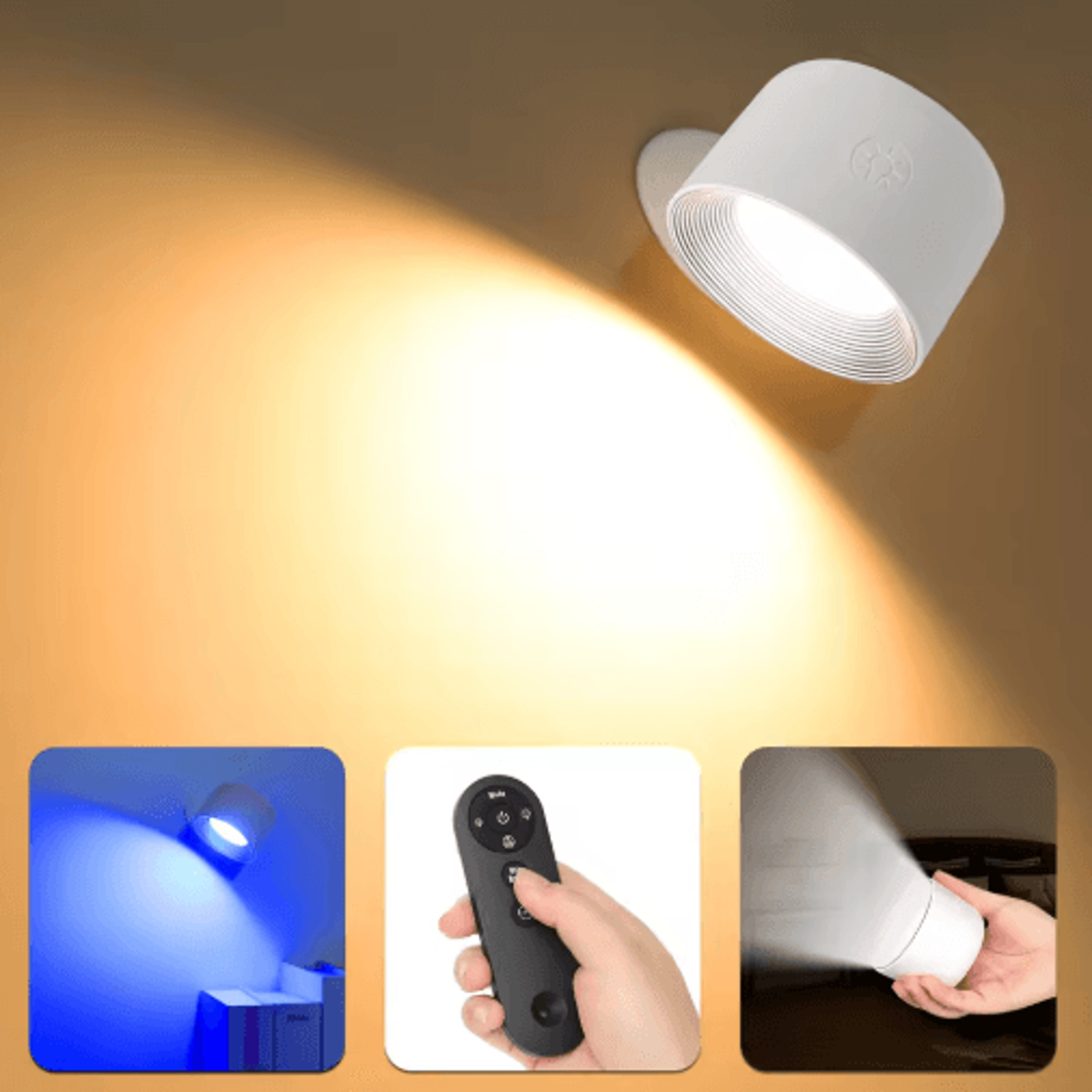 360 Rotating Magnetic Wall Lamp  Rechargeable Touch ColorChanging Night Light With Remote  Timer 3