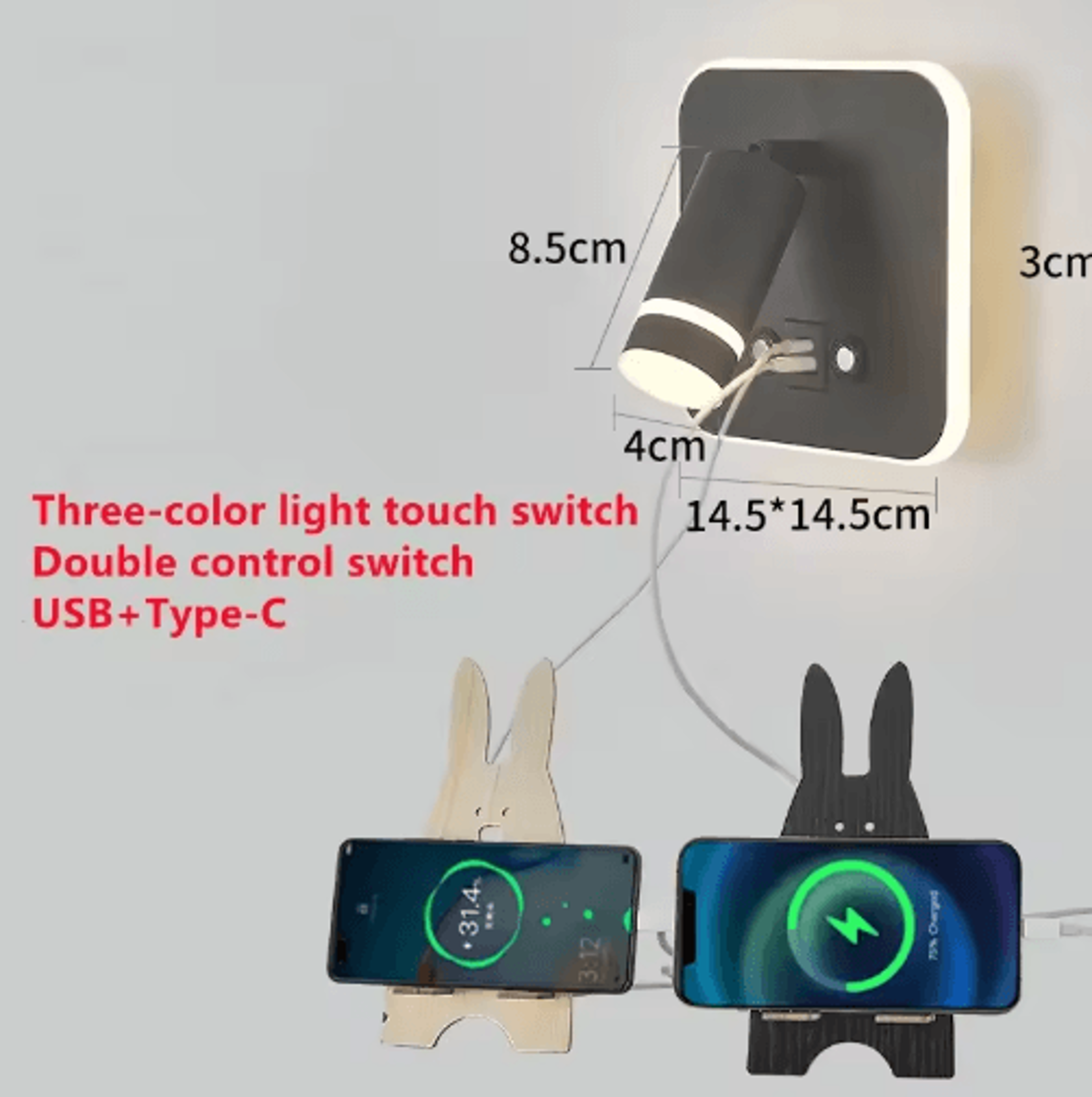 Saiyun Rechargeable LED Wall Spotlight  USB Cordless Bedside Reading  Indoor Accent Light 5