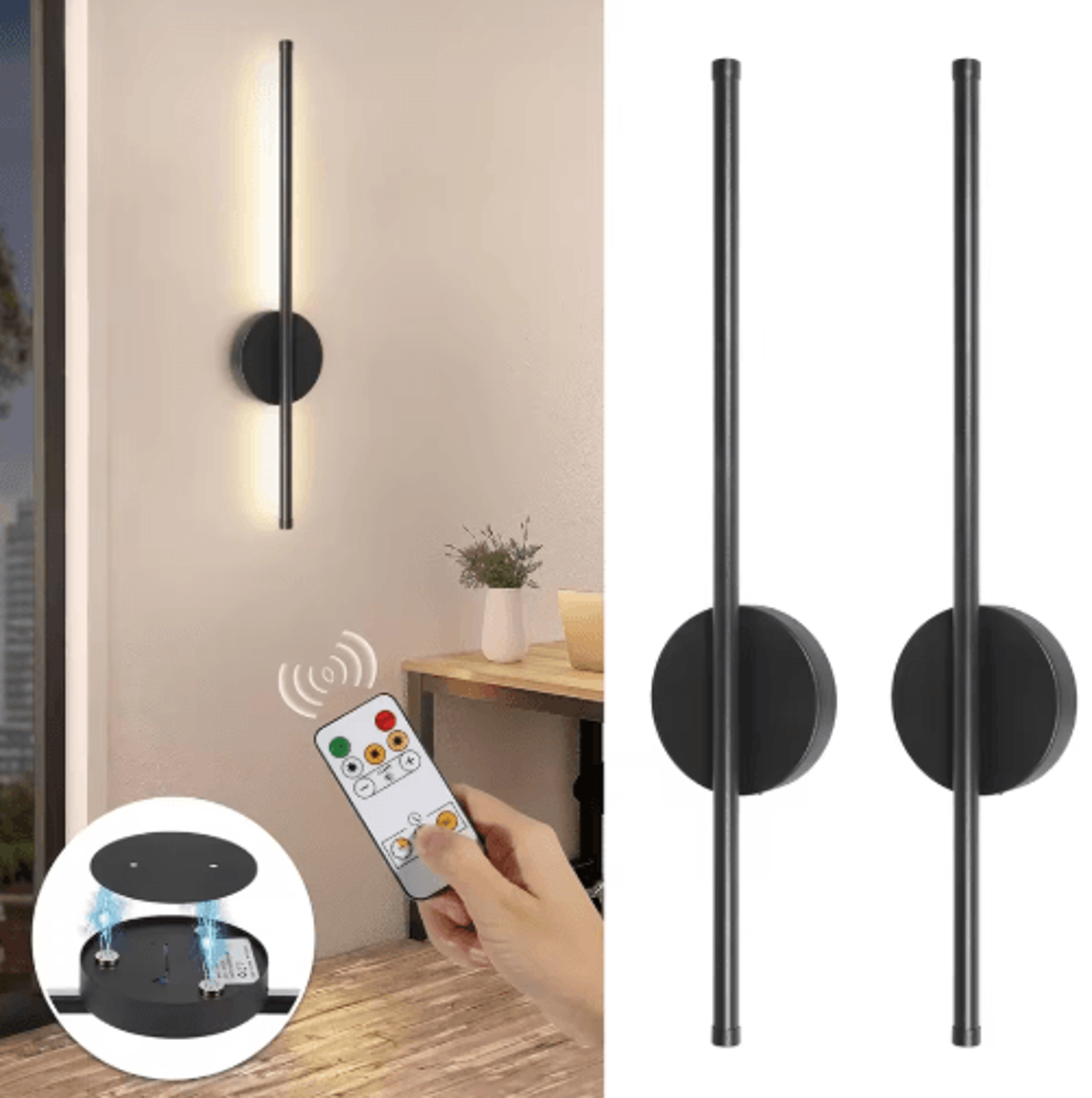 Rechargeable LED Wall Sconce  360 Rotating Wireless Picture Light With Remote  Dimming 0