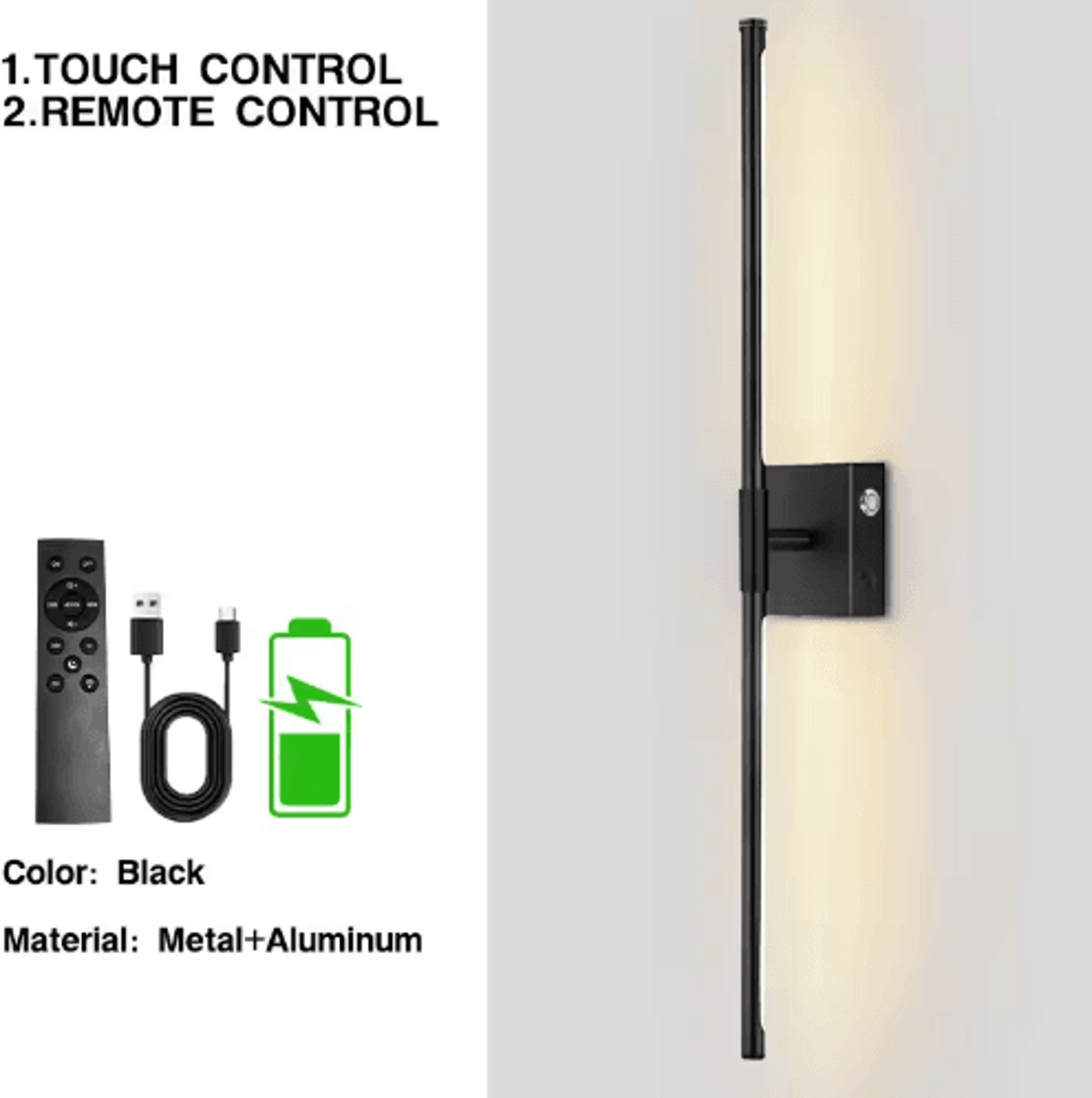 350 Rotatable Rechargeable LED Wall Lamp  Wireless Dimmable Sconce With Remote  Touch Control 2