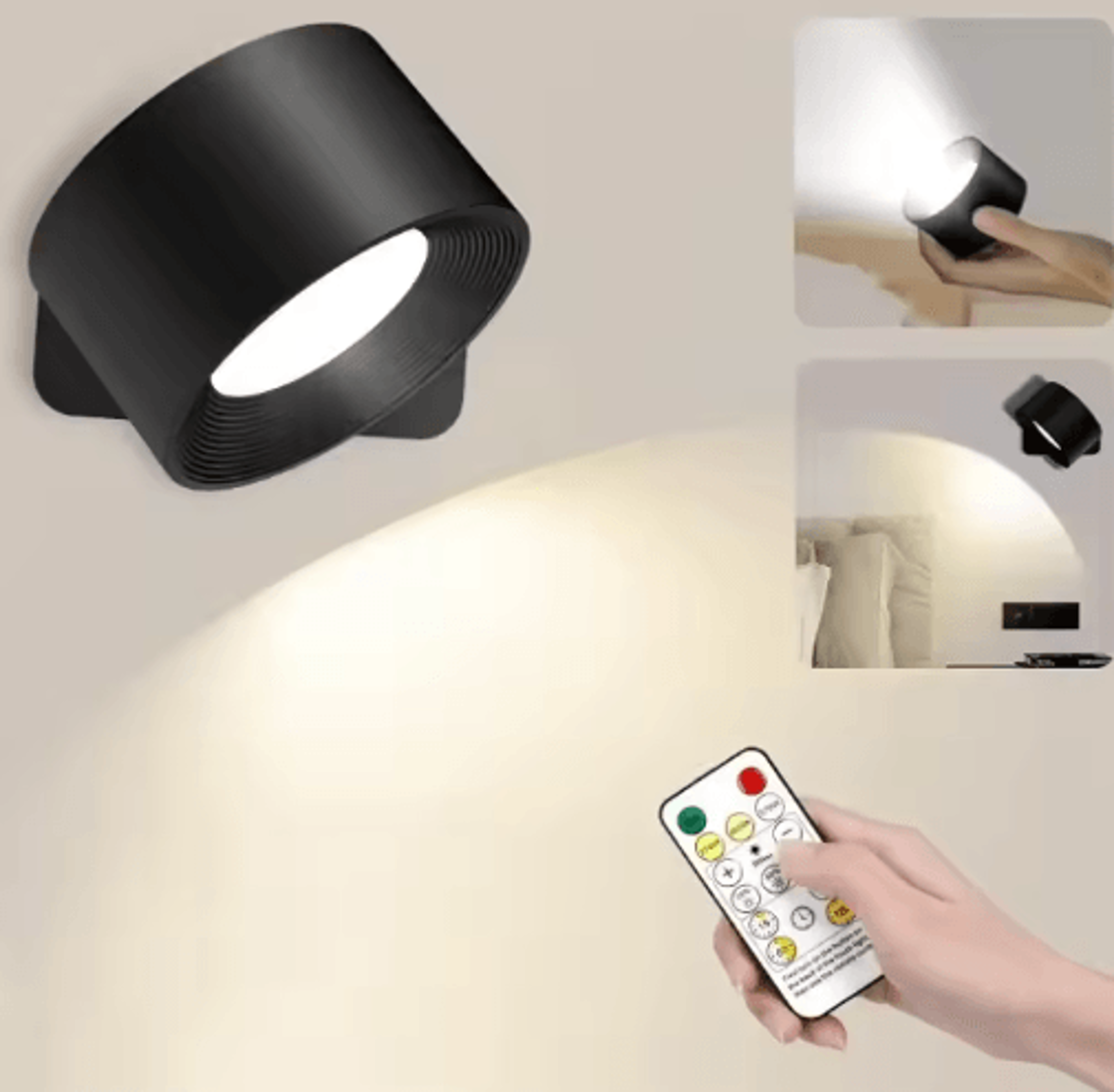 USB Rechargeable Magnetic LED Wall Lamp  Touch  Remote Control Cordless Bedside Reading Light 3
