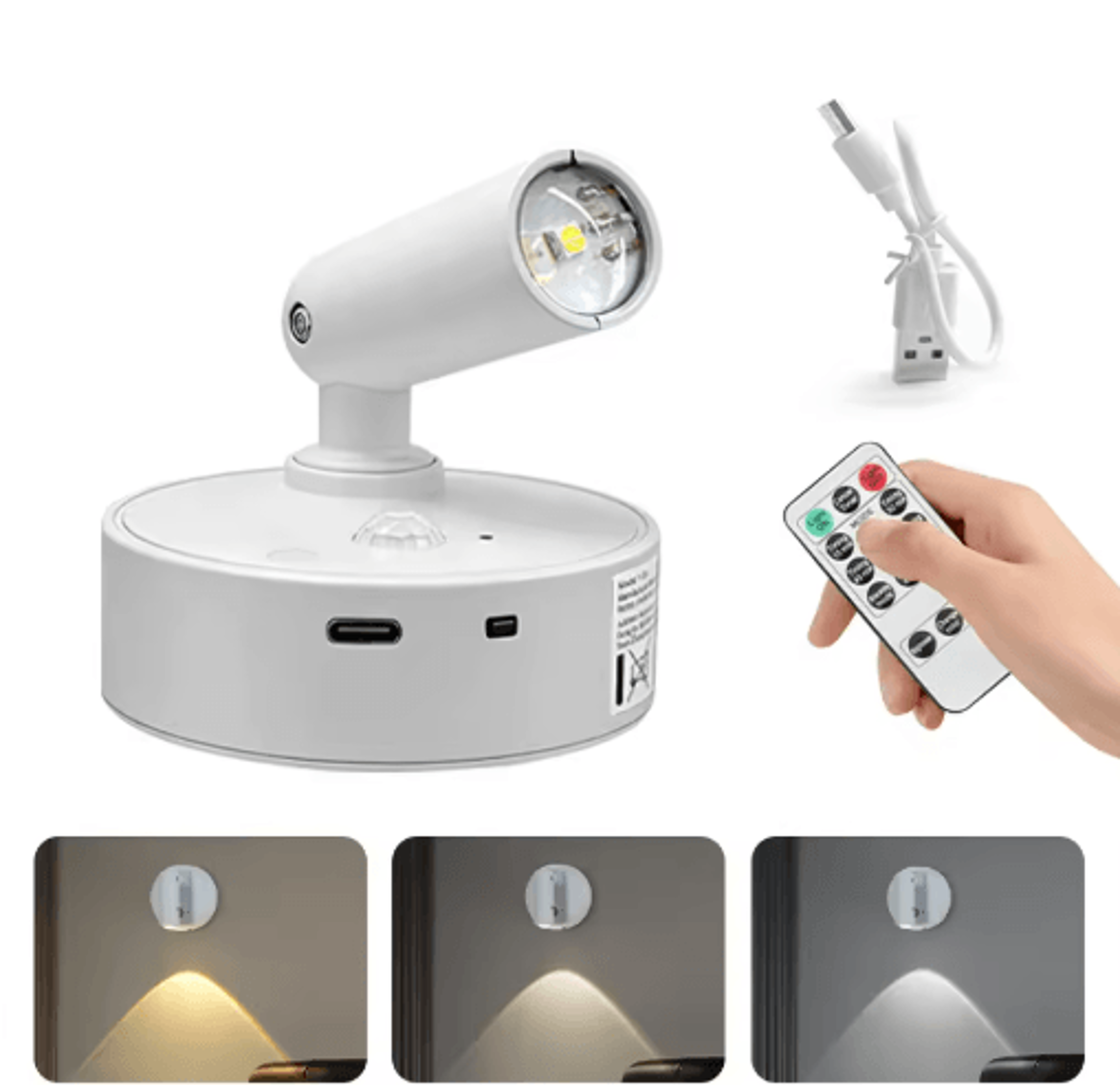 Magnetic Rechargeable LED Motion Sensor Wall Light  Dimmable Picture  Cabinet Spotlight With Remote 3