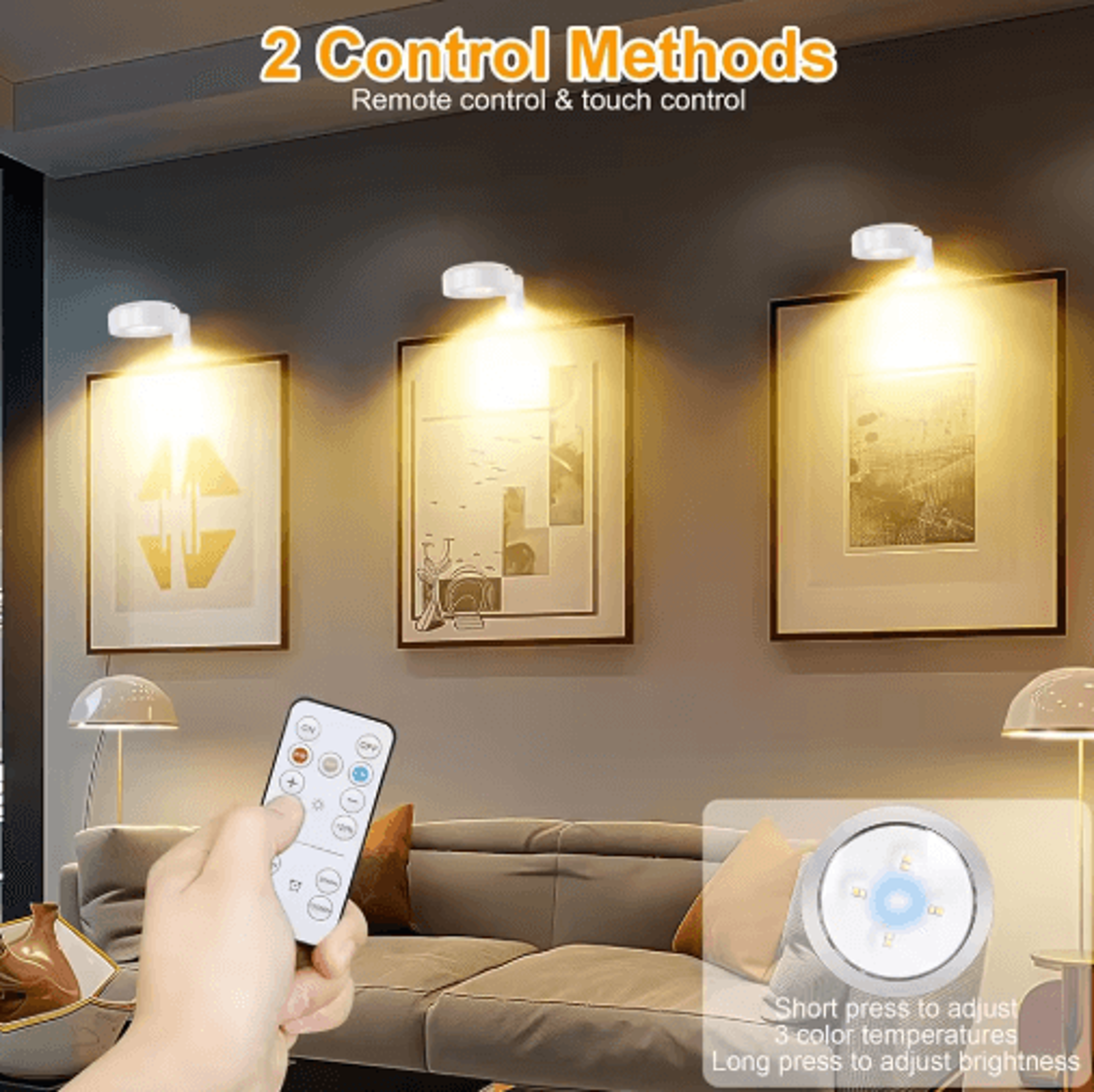 23Pack Rechargeable LED Picture Lights  Remote Control Wall Art Lamps With Timer  3 Lighting Modes 0