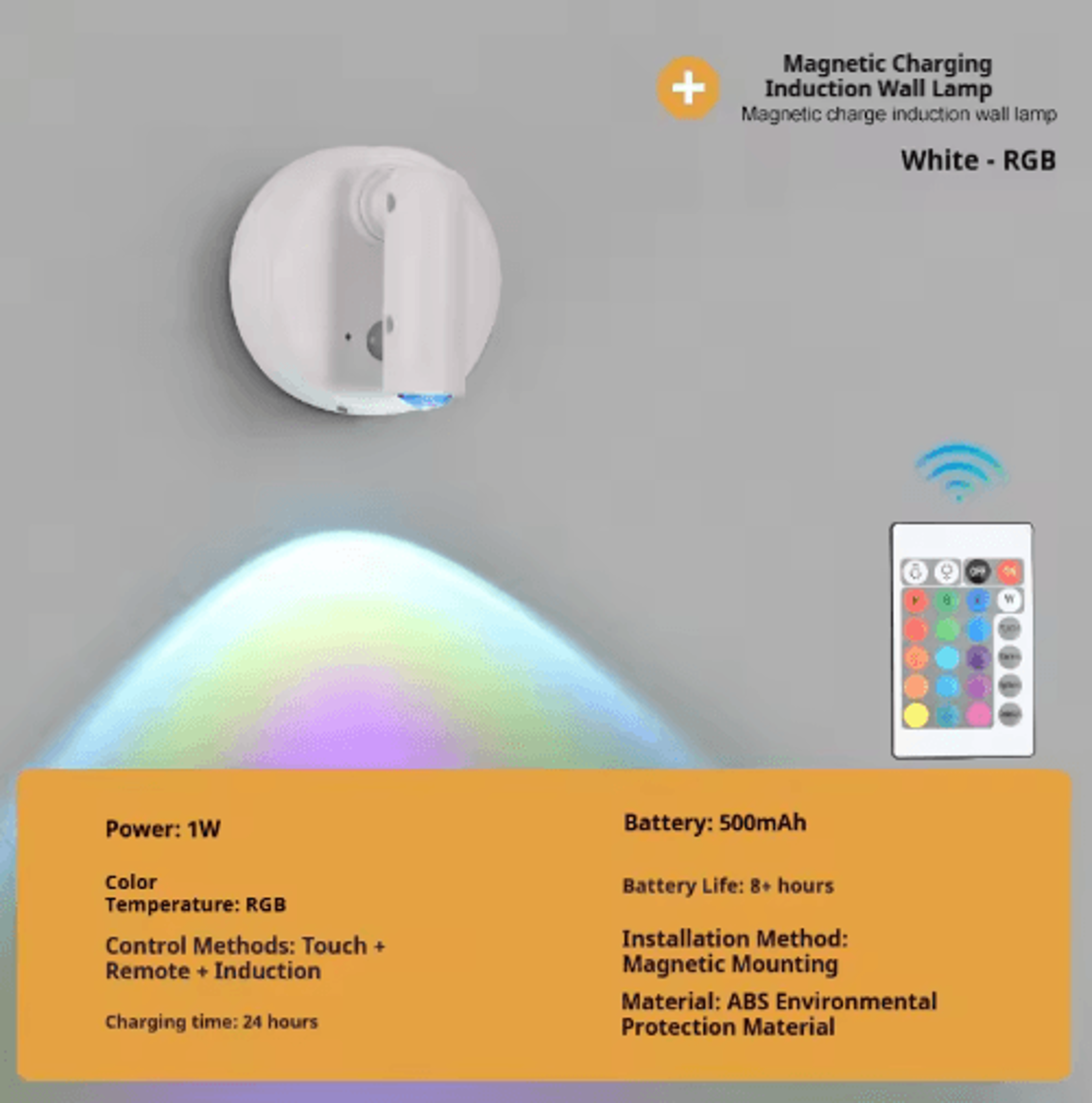 Magnetic Rechargeable LED Wall Spotlight  Touch Control Cordless Bedside Reading Sconce 7