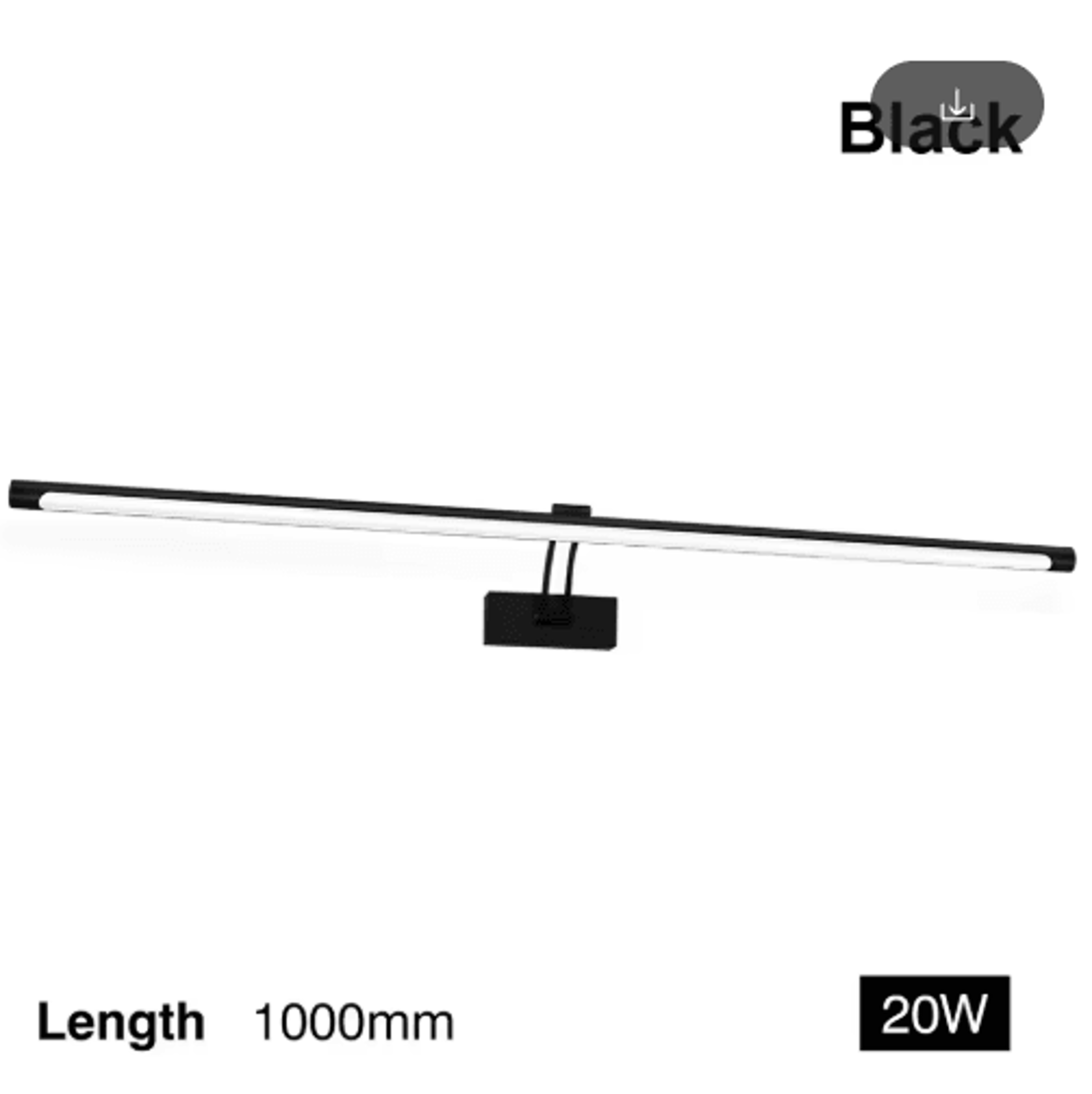 Modern LED Bathroom Mirror Light  80100cm Black  Silver Long WallMounted Picture Lamp 2