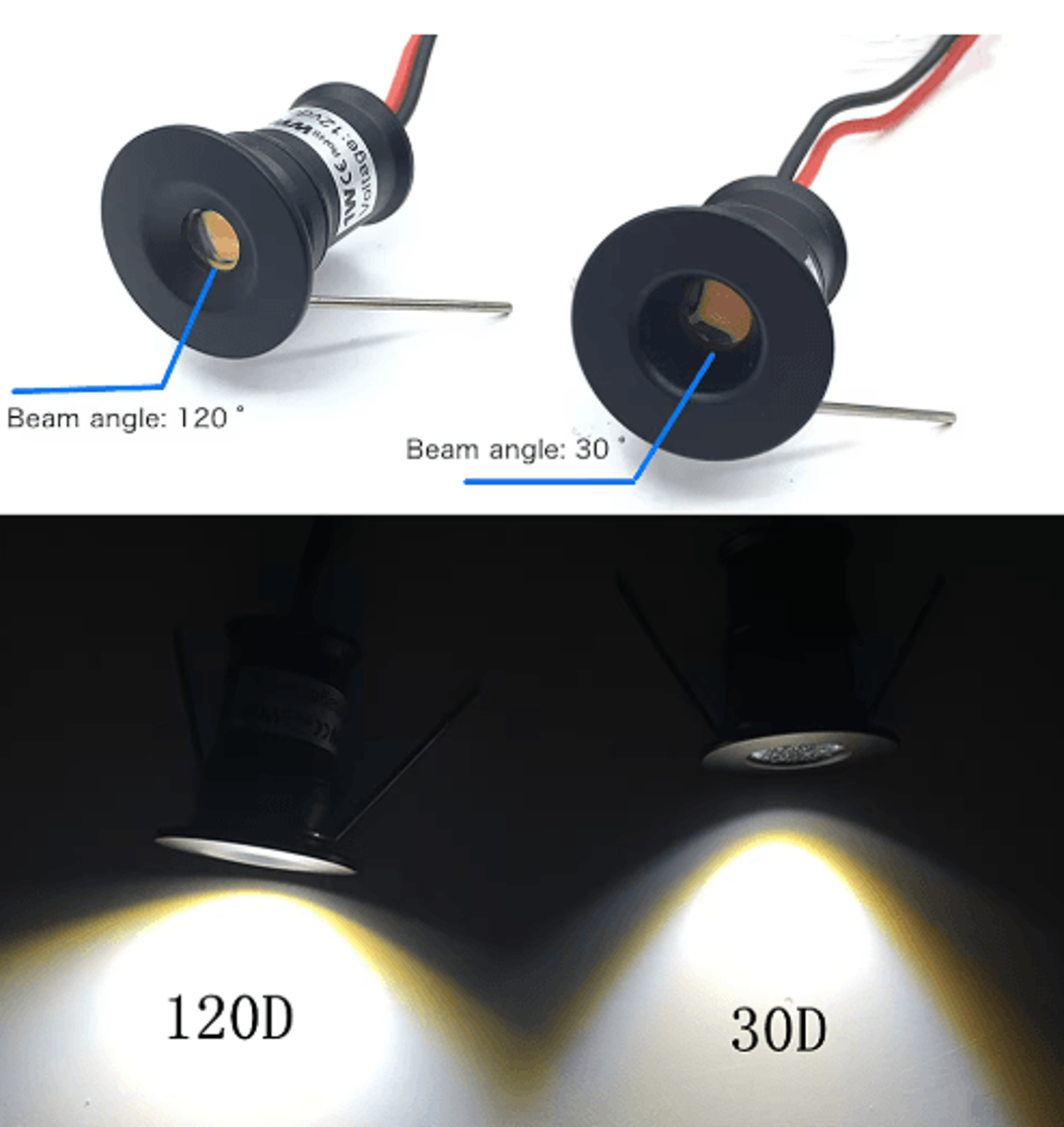 1W Mini LED Recessed Spotlight  12V Dimmable IP65 15mm Cutout Downlight For Showcase  Display Light 2