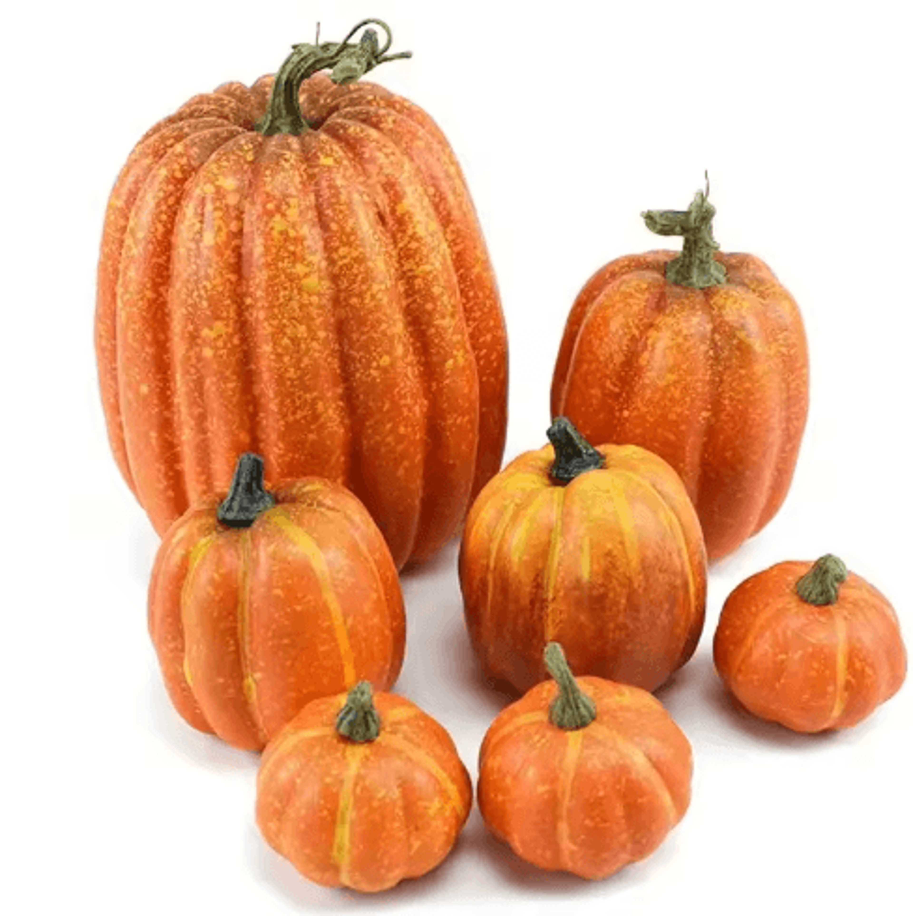 7Piece Artificial Orange Pumpkin Set  Foam Fall Decorations For Halloween Harvest  Autumn Decor 1