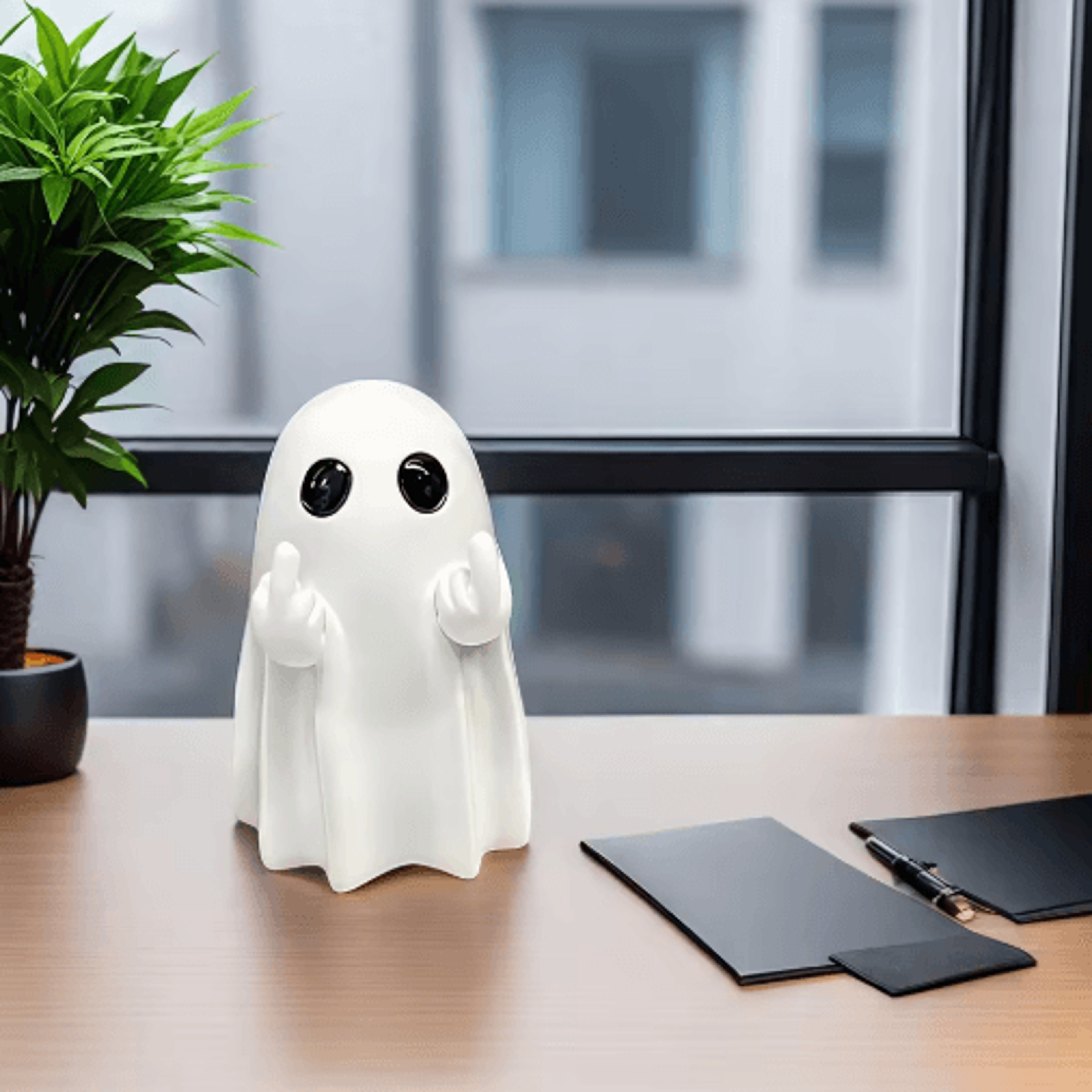 Cute Middle Finger Ghost Statue  Small Spooky Halloween Figurine For Coffee Table  Shelf Decor 4