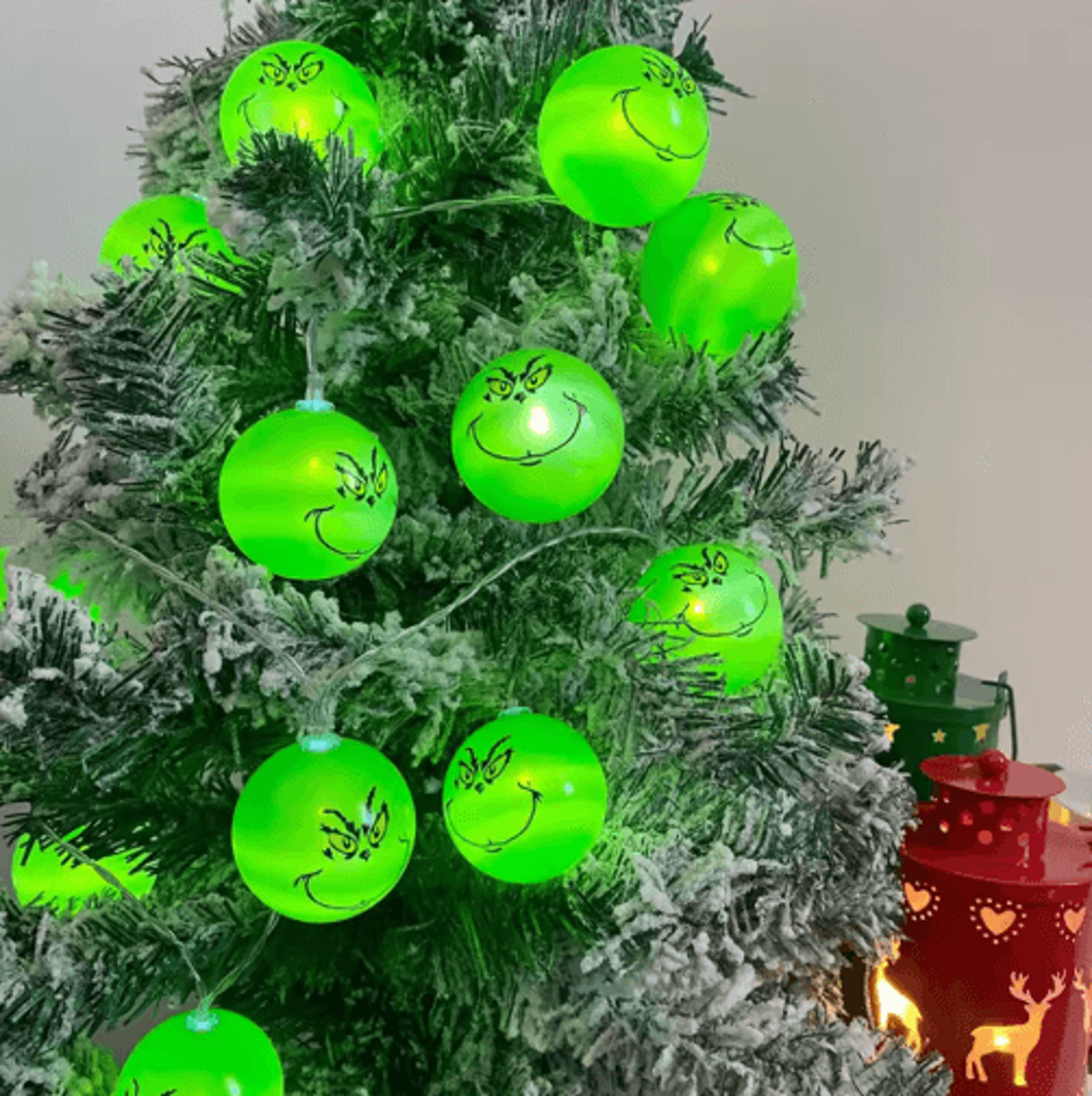 funny green ball halloween string lights – led party garland for christmas tree & holiday decor