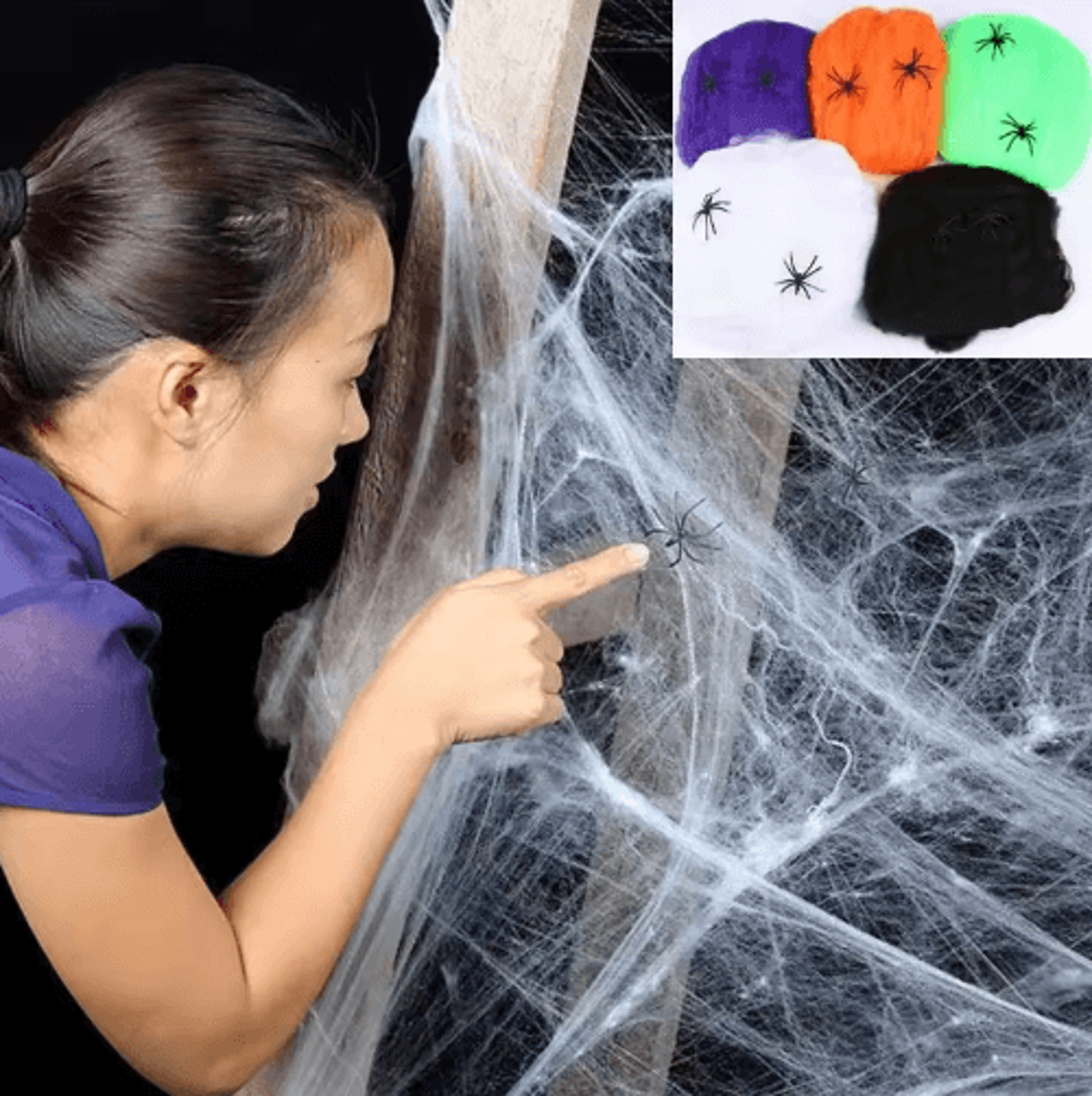 White Stretchy Halloween Spider Web  Scary Cobweb Decoration For Haunted House Bar  Party Decor 0