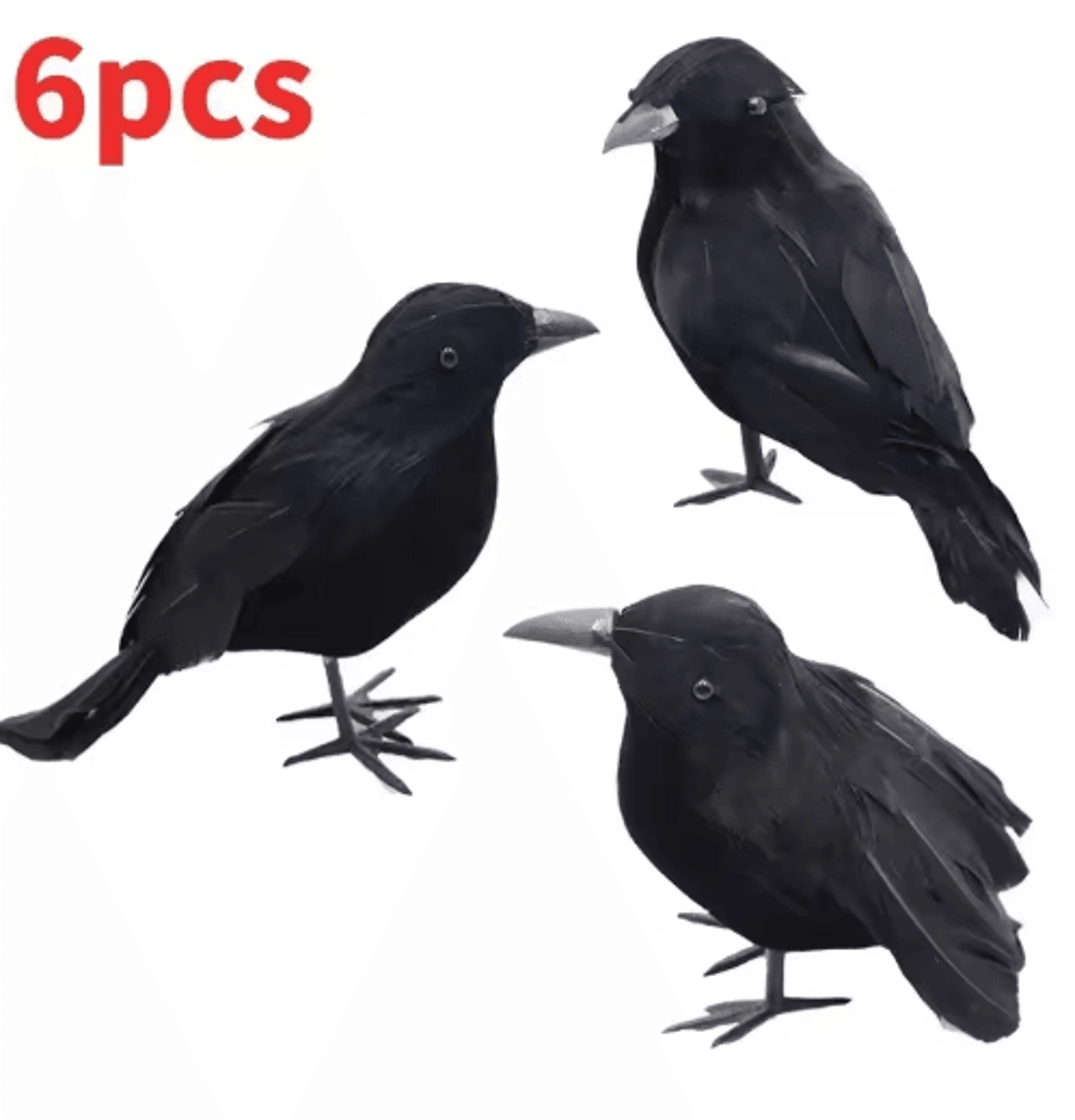 6Piece Realistic Artificial Black Crows  Halloween Raven Props For Haunted House  Party Decor 1