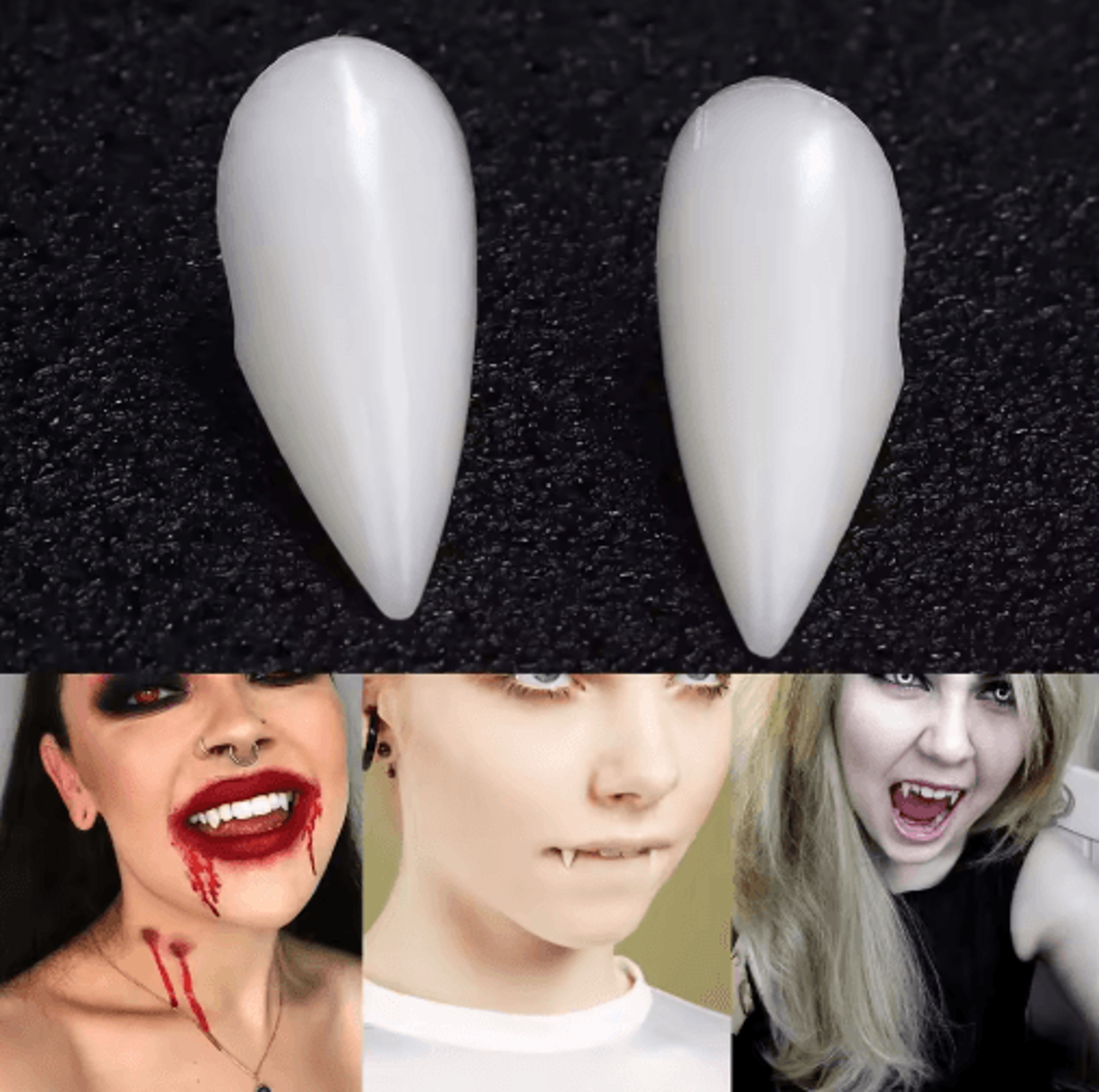 5Pair Vampire Fang Teeth Set  Resin False Fangs With Solid Adhesive For Halloween Cosplay 7