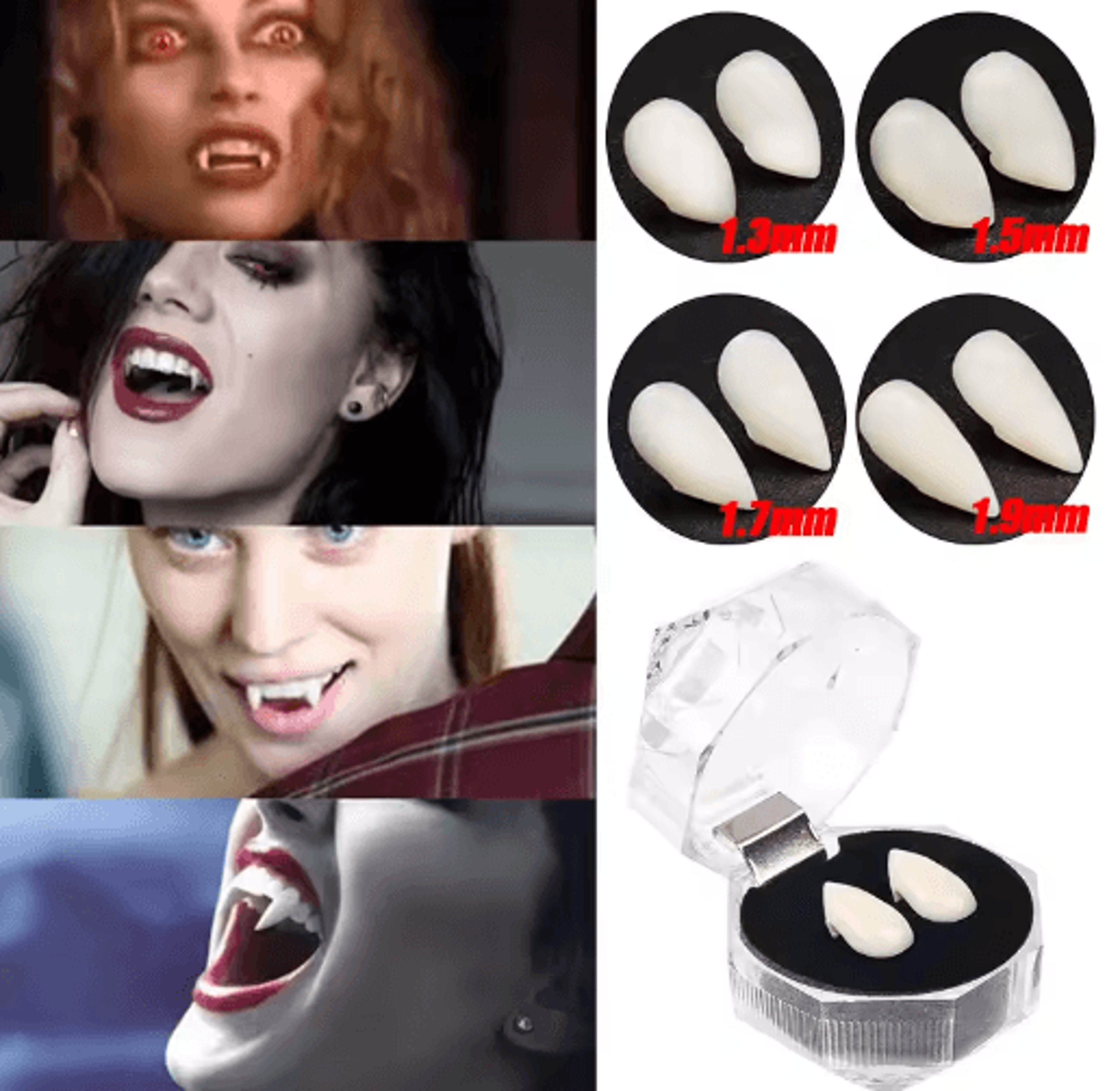 5Pair Vampire Fang Teeth Set  Resin False Fangs With Solid Adhesive For Halloween Cosplay 0