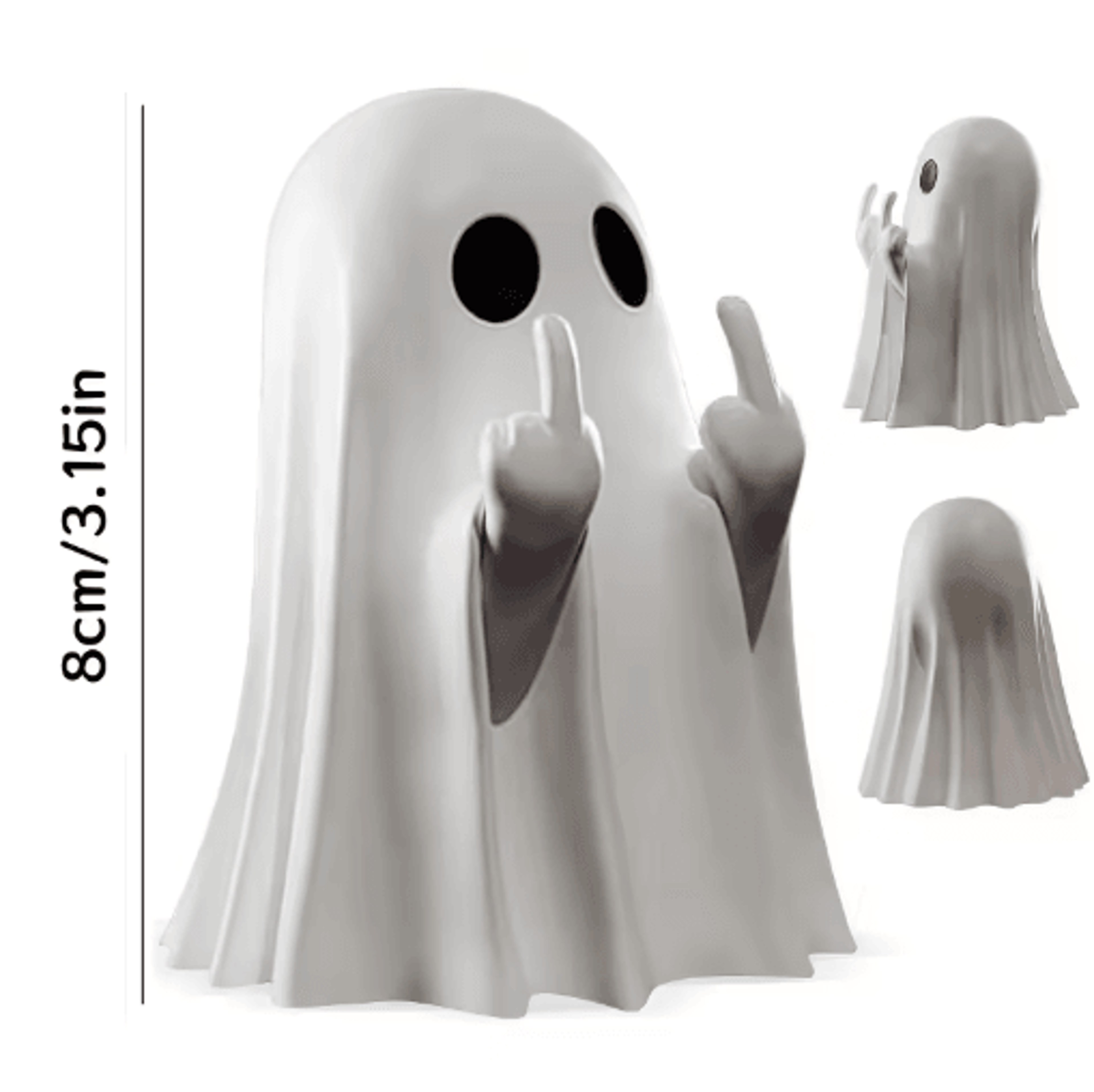 Cute Middle Finger Ghost Statue  Funny Small Halloween Figurine For Coffee Table  Home Decor 3
