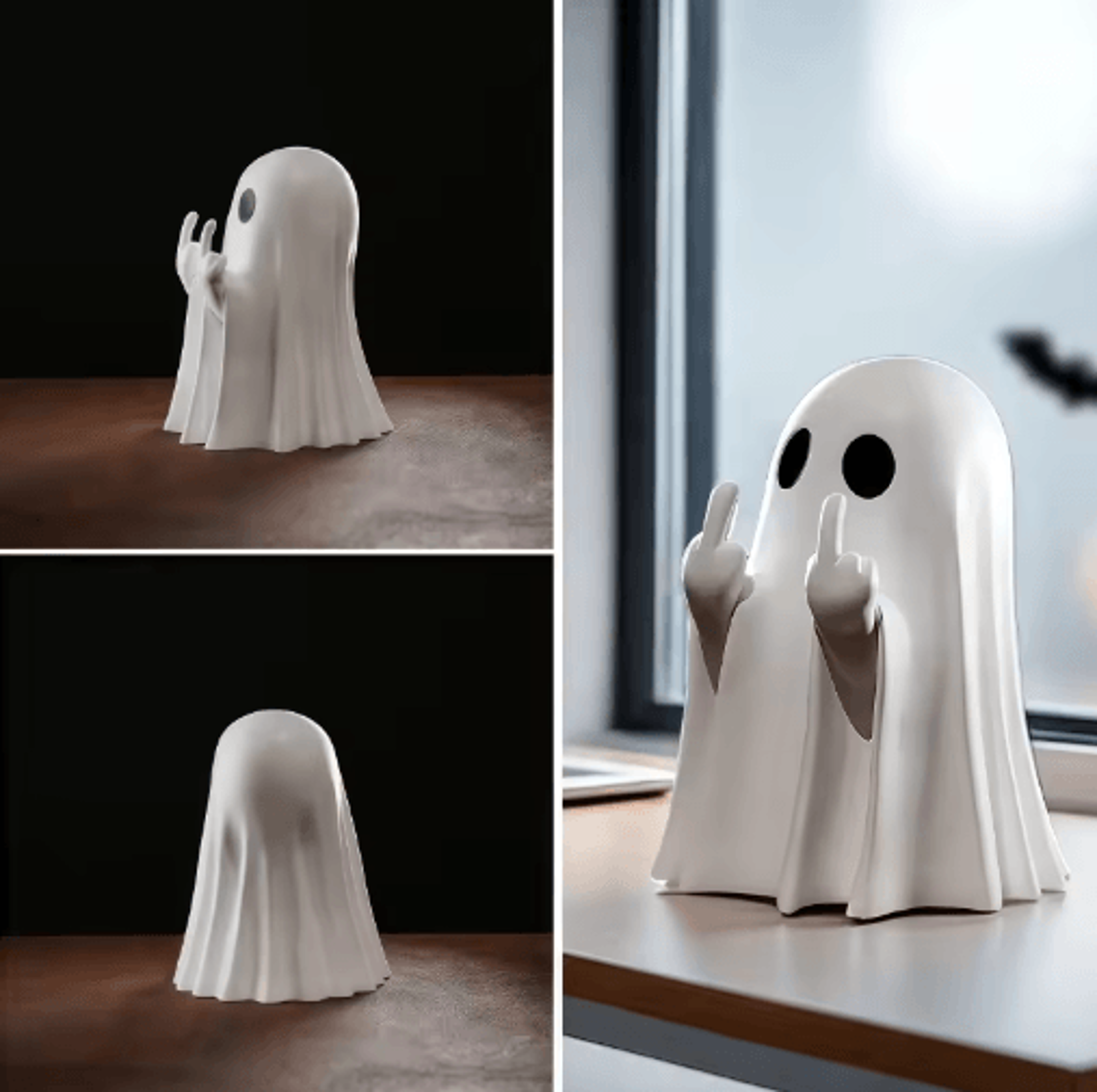 Cute Middle Finger Ghost Statue  Funny Small Halloween Figurine For Coffee Table  Home Decor 4