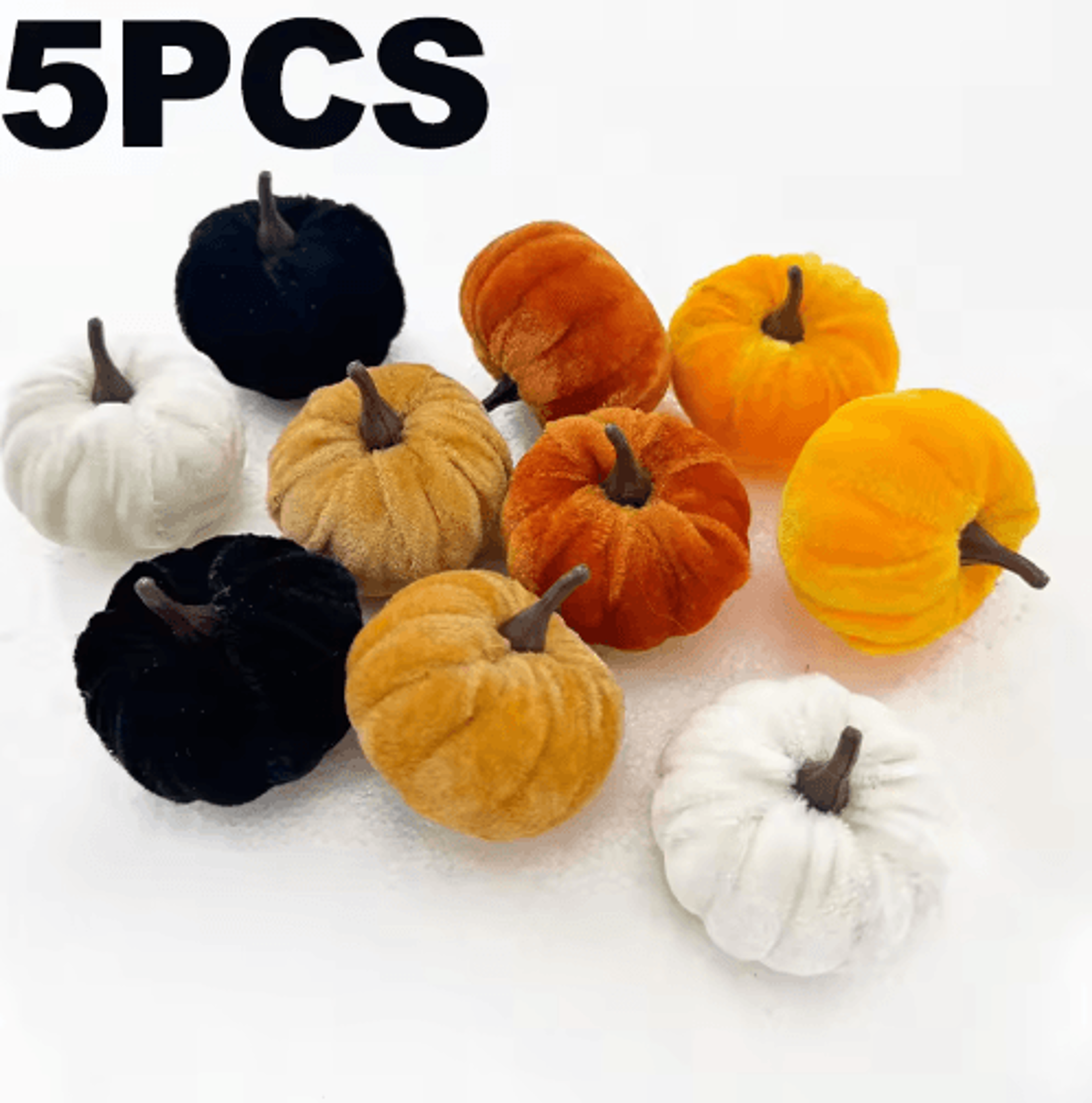 5Piece Mini Artificial Pumpkin Set  5cm Foam Halloween Desktop  Table Decorations 0
