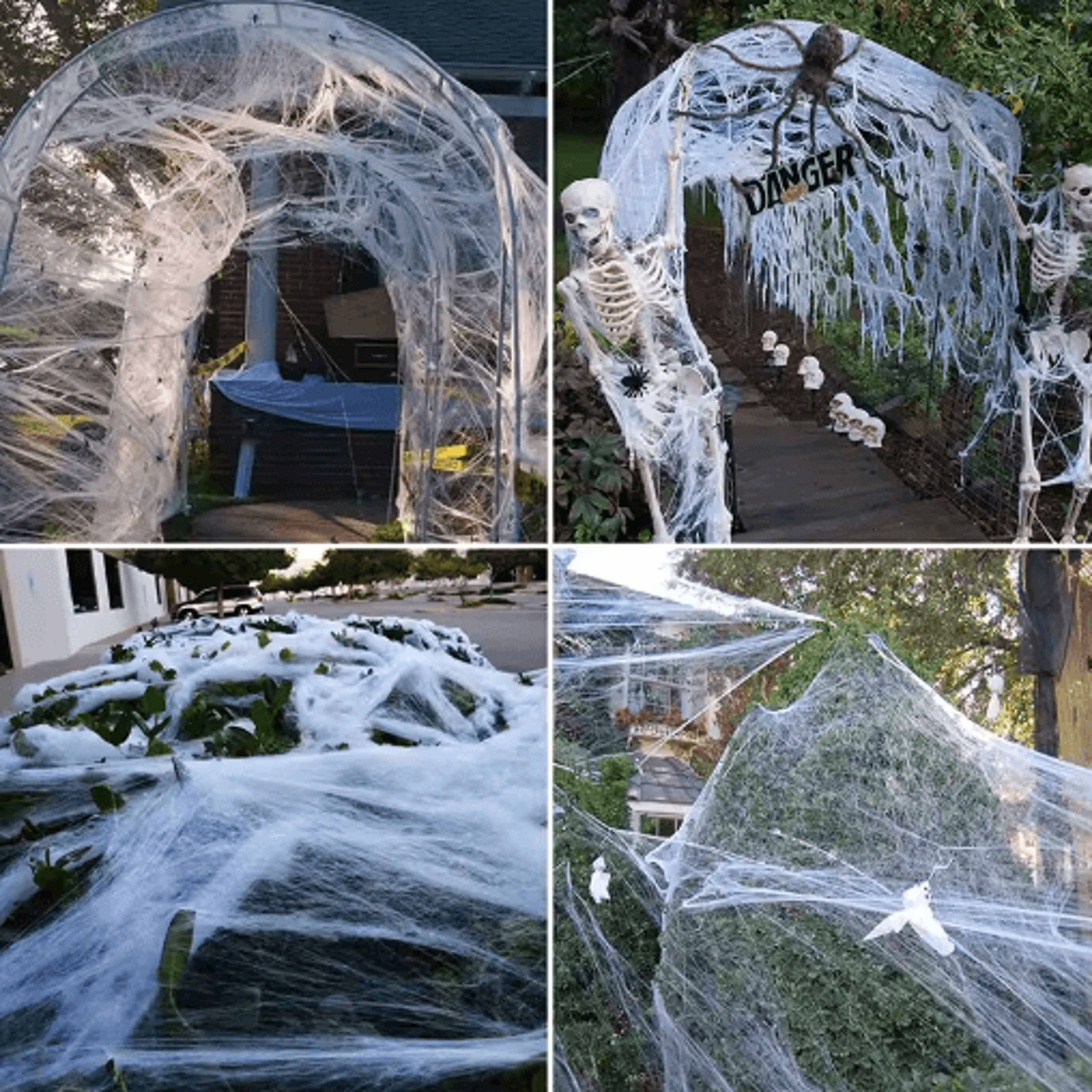 White Stretchy Artificial Spider Web  Halloween Cobweb For Haunted House  Scary Party Decor 7
