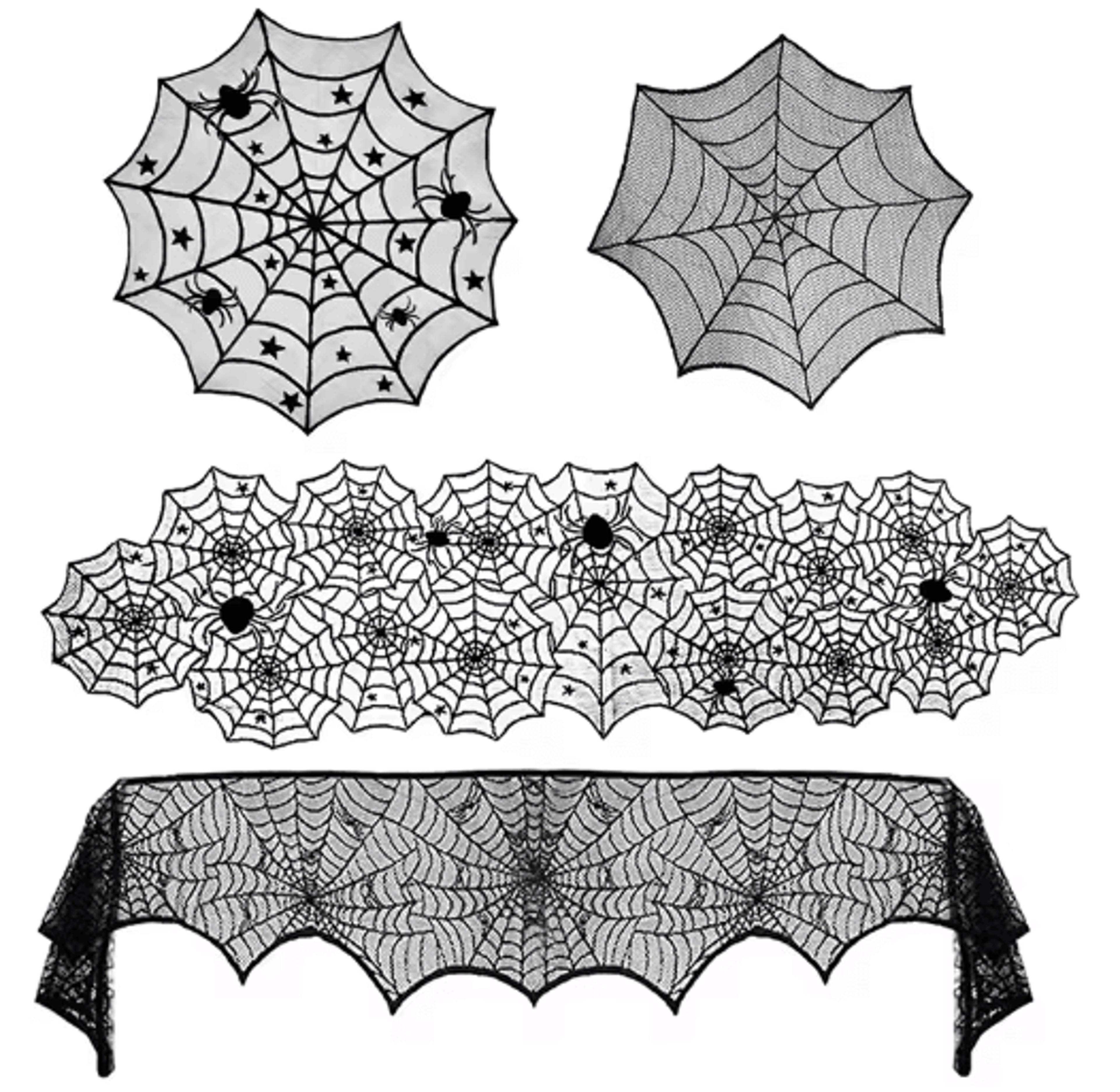 Black Lace Spider Web  Skull Halloween Tablecloth  Skeleton Fireplace Mantel Scarf  Party Decor 7