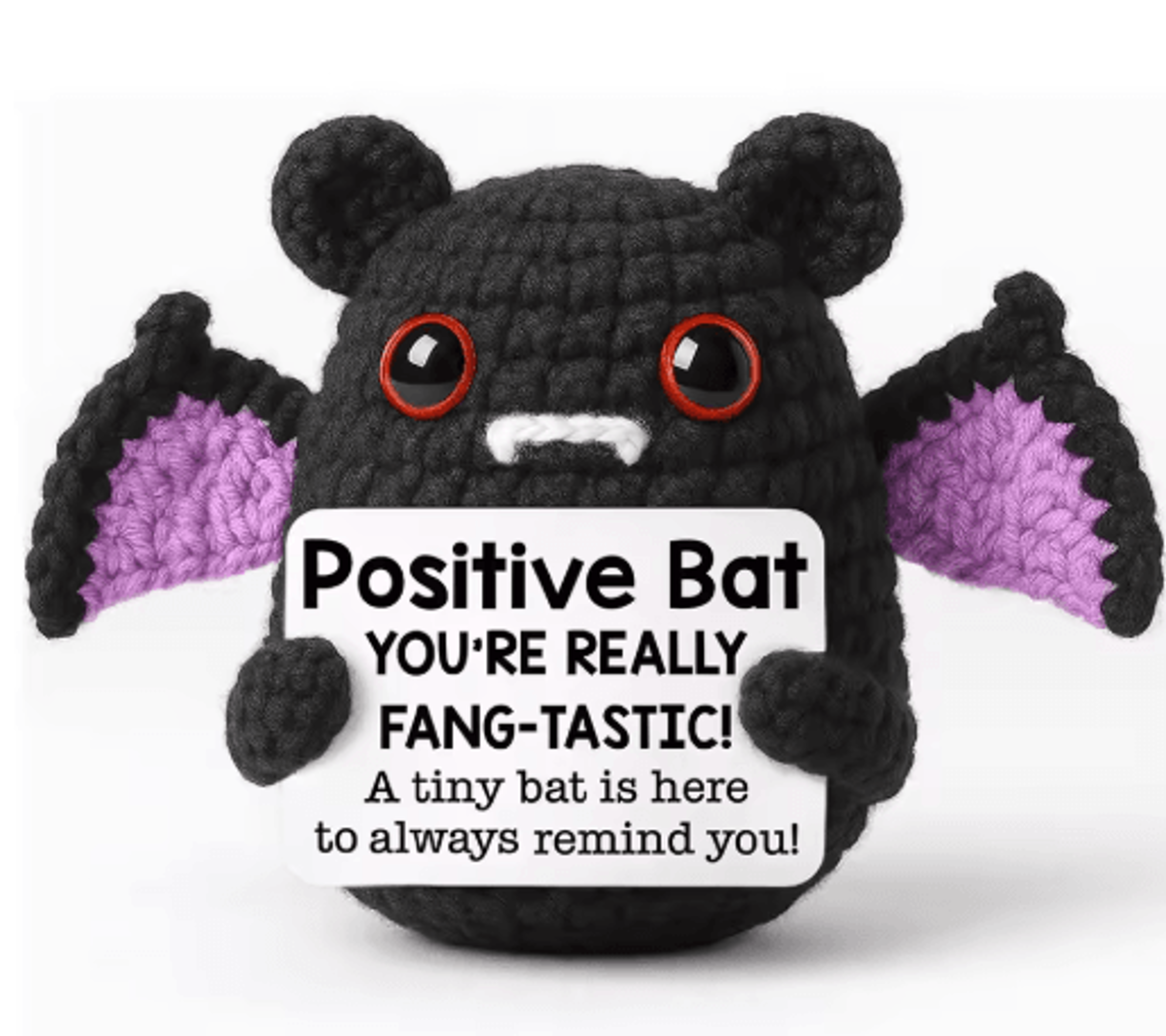 Handmade Positive Bat Doll With Message Card  Knitted Halloween Bat Ornament  Cute Room Decor Gift 3