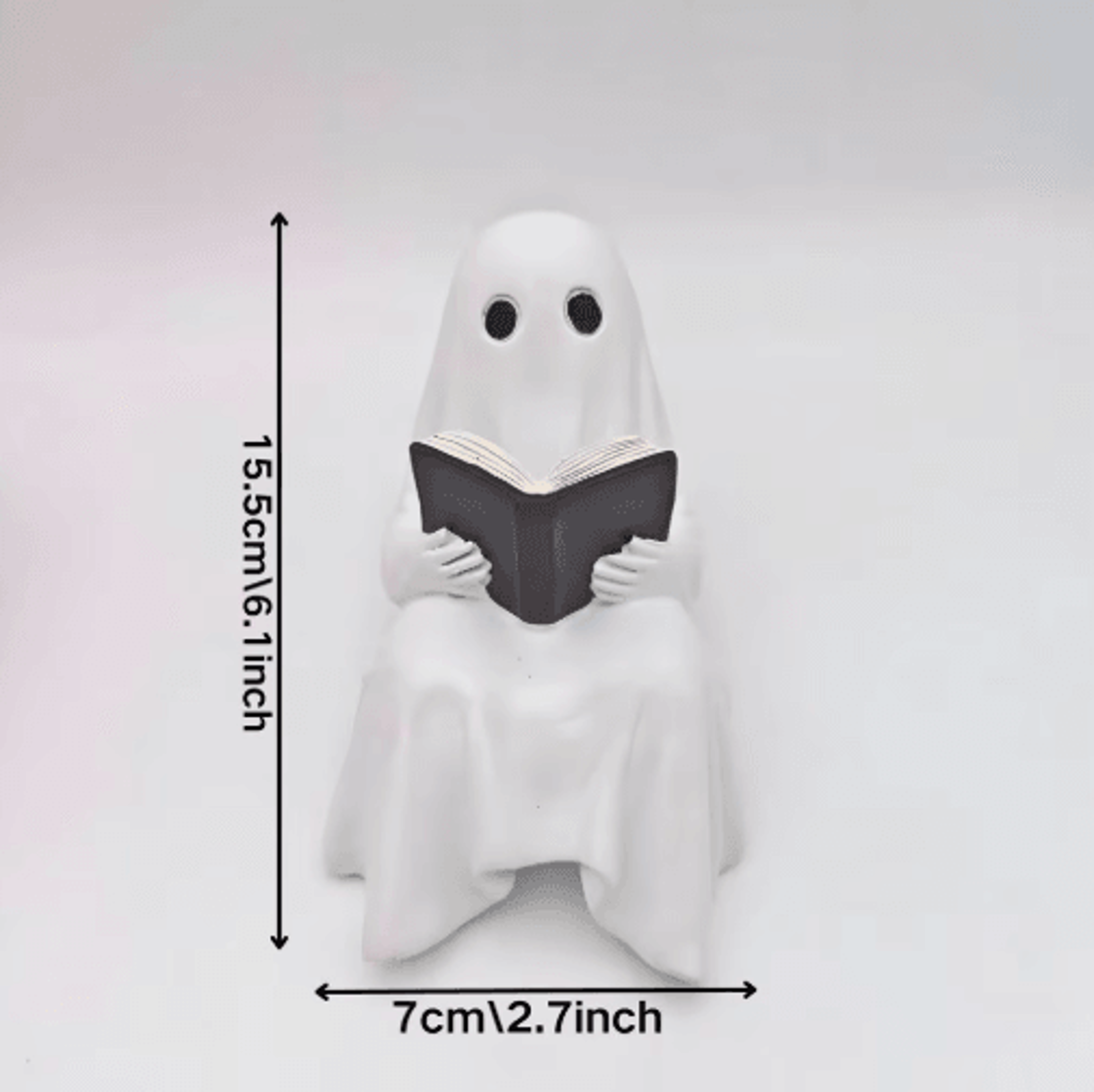Reading Ghost Statue  Cute Resin Halloween Book Lover Figurine For Home Office  Shelf Decor 1