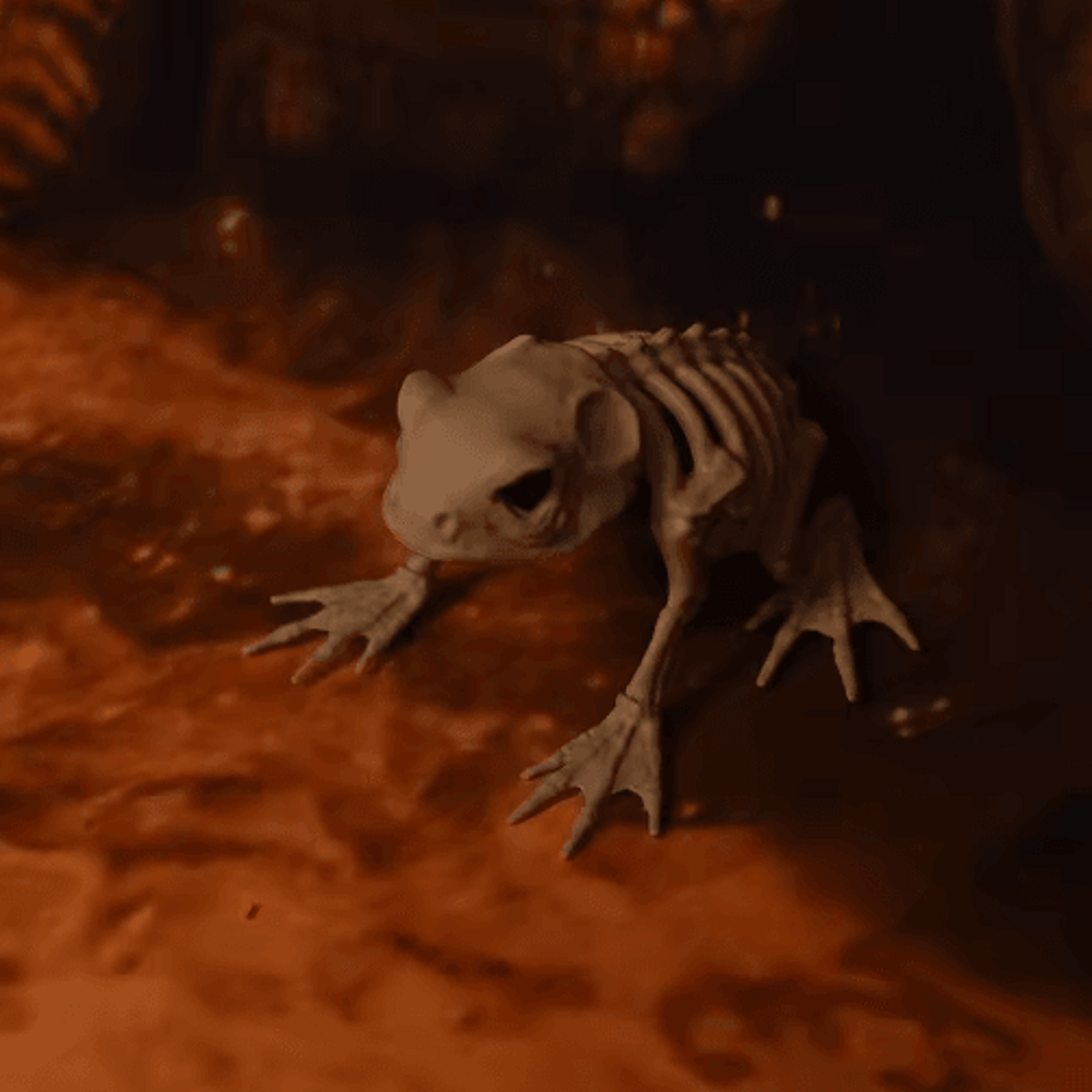 Halloween Skeleton Animal Decorations  Simulated Wolf Frog  Crow Skeleton Props For Indoor  Outdoor 4