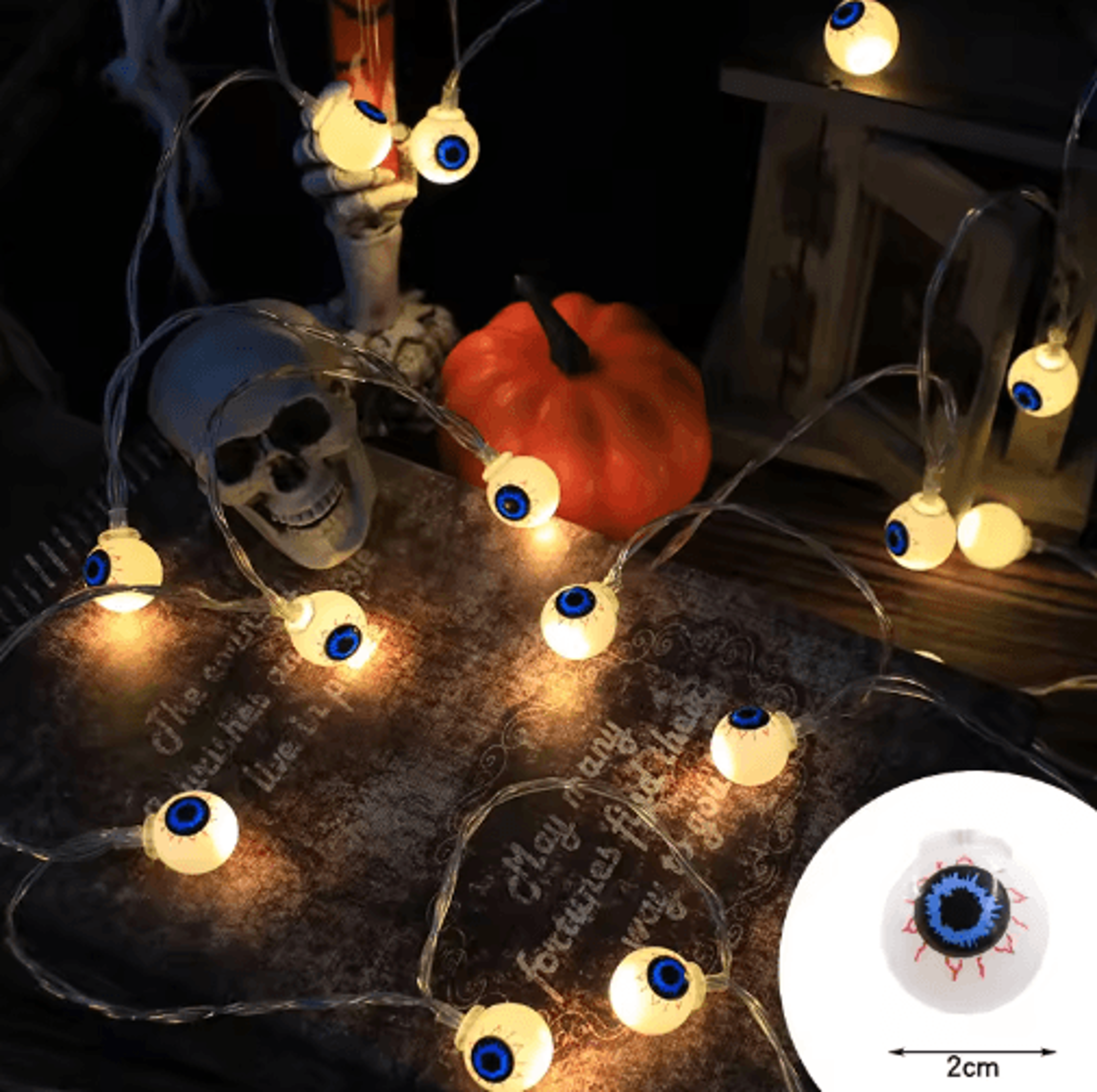 Halloween LED String Lights  Pumpkin Skull  Eyeball TrickorTreat Lantern Garland 3