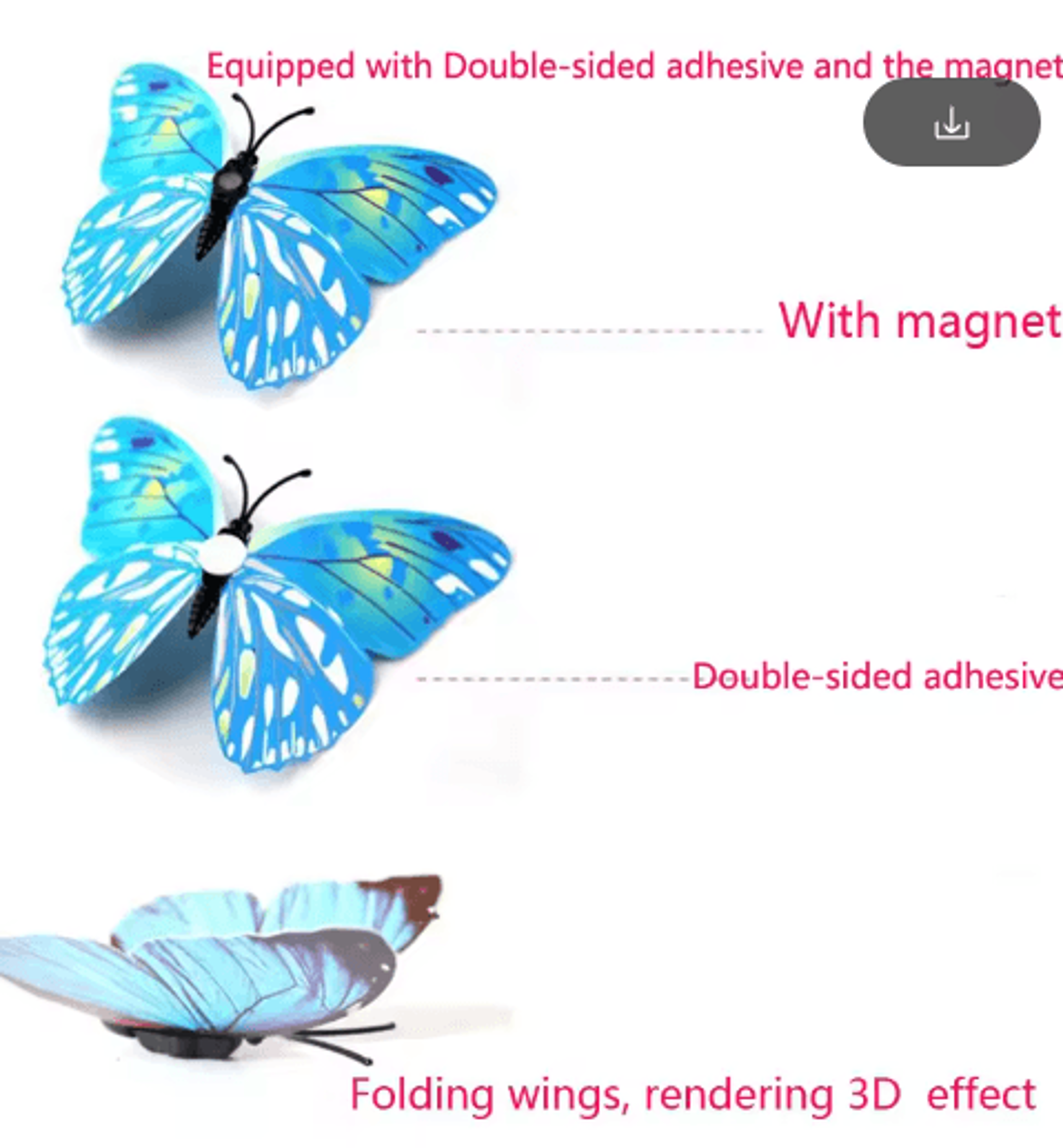 12Piece 3D Butterfly Wall Stickers  DoubleLayer Decorative Butterflies With Magnet For Home  Weddin 15