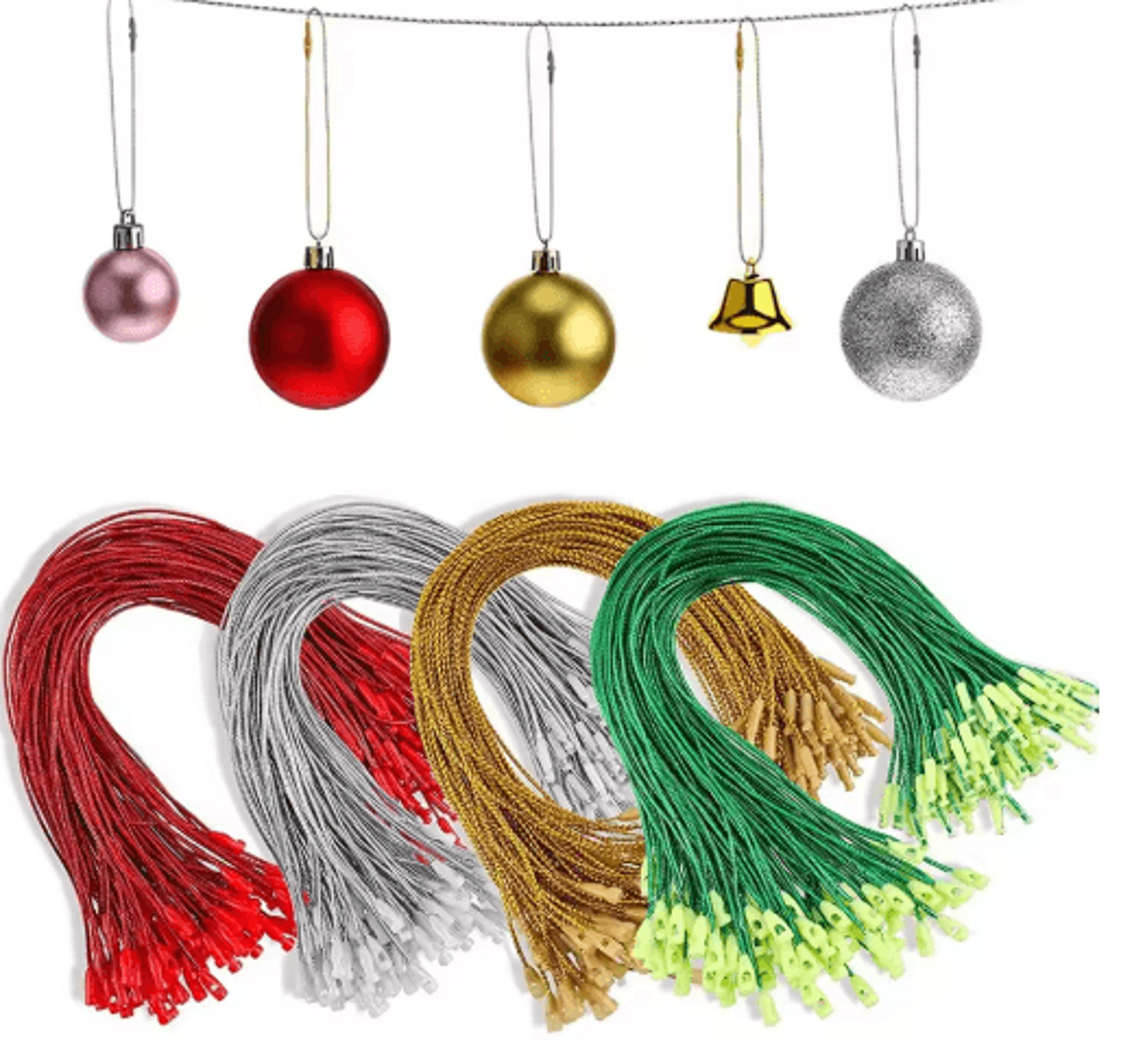 100PCS 20CM Christmas Ornament Hanging Strings  Polyester Snap Cords For Tree Decorations 0