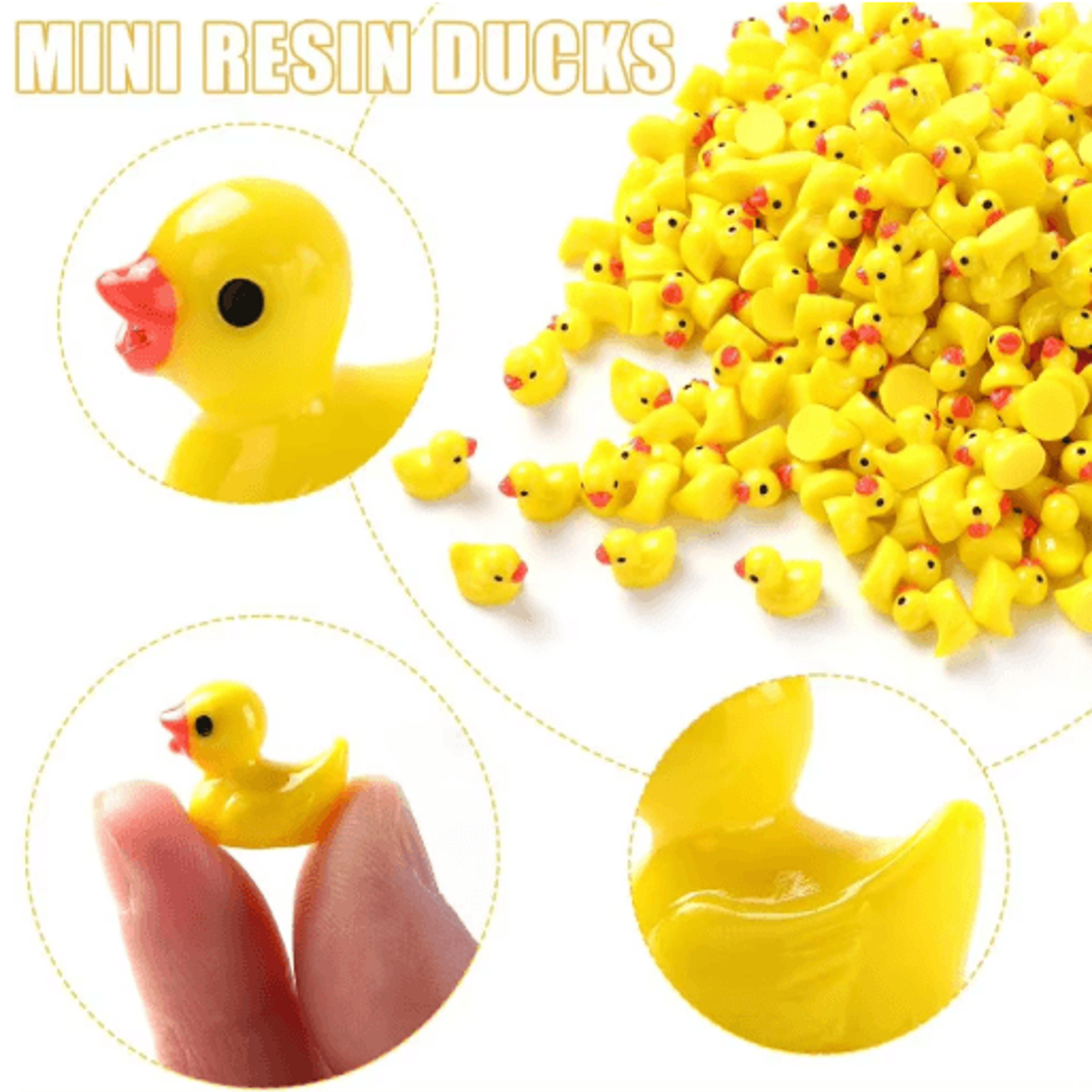 200PCS Mini Resin Ducks  Tiny Yellow Duck Figures For Fairy Gardens  Crafts 5
