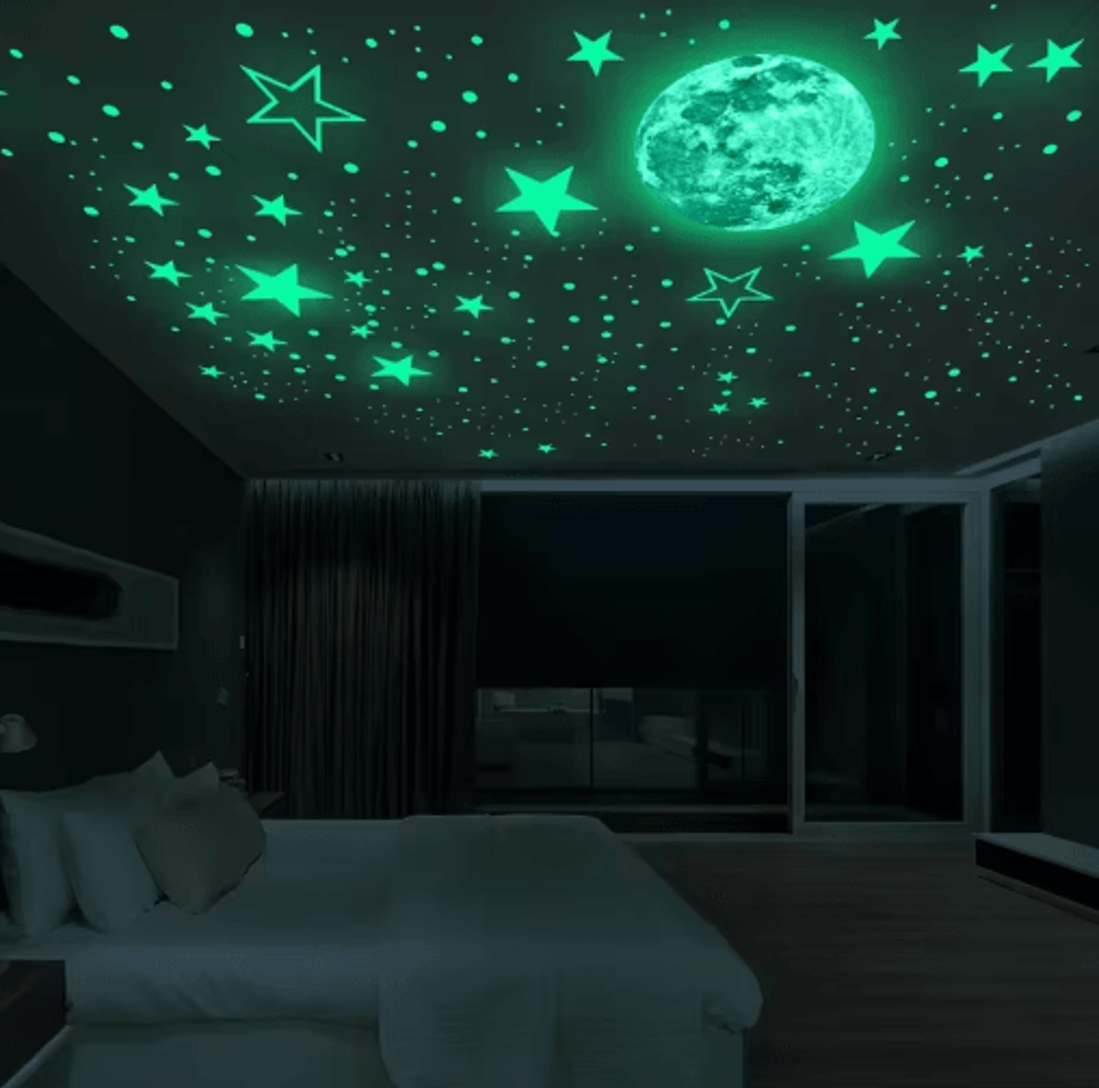 GlowintheDark Star  Moon Wall Decals  PVC Space Stickers For Kids Rooms 6