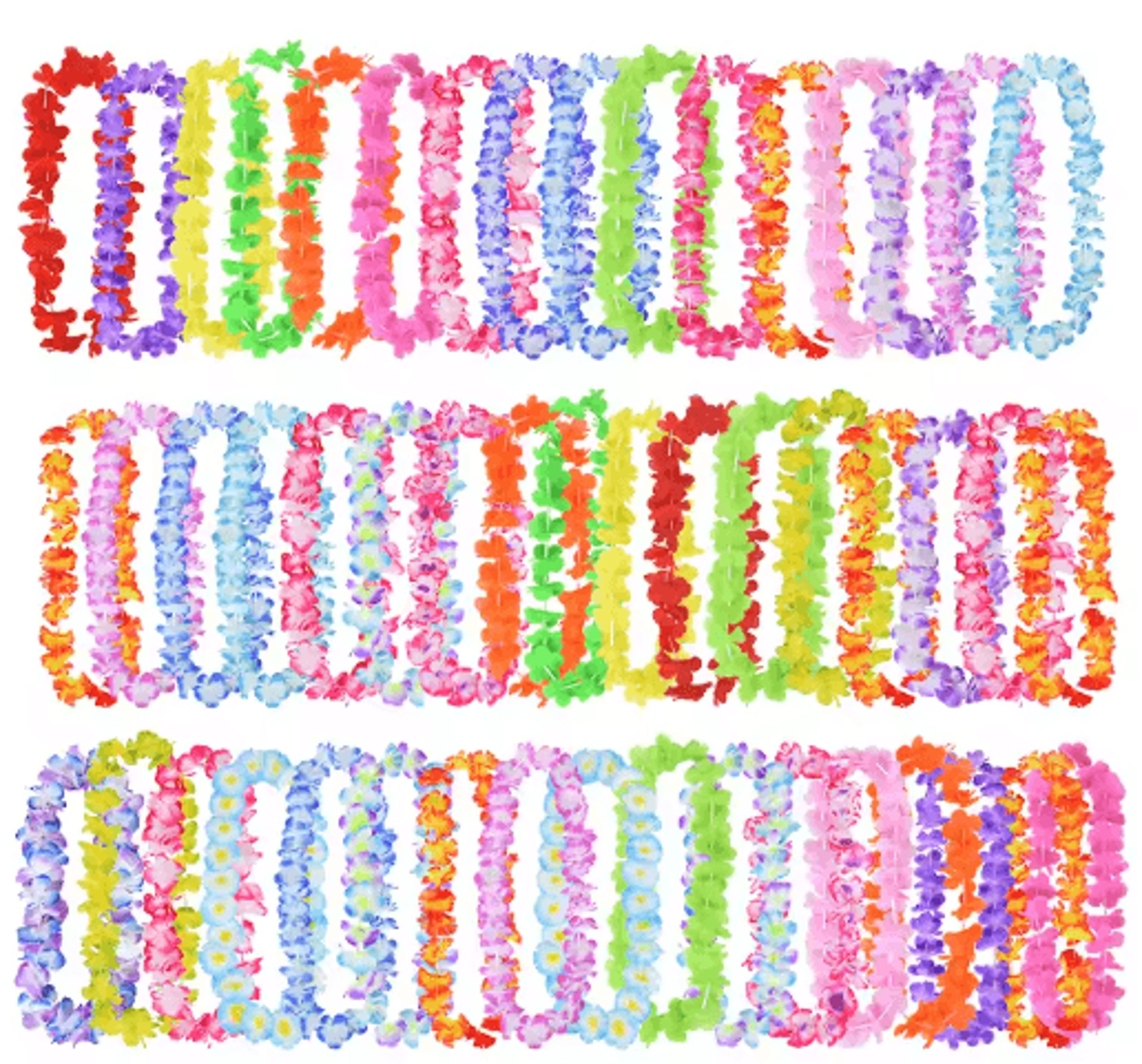 102050PCS Hawaiian Flower Leis  Tropical Luau Party Necklaces 1
