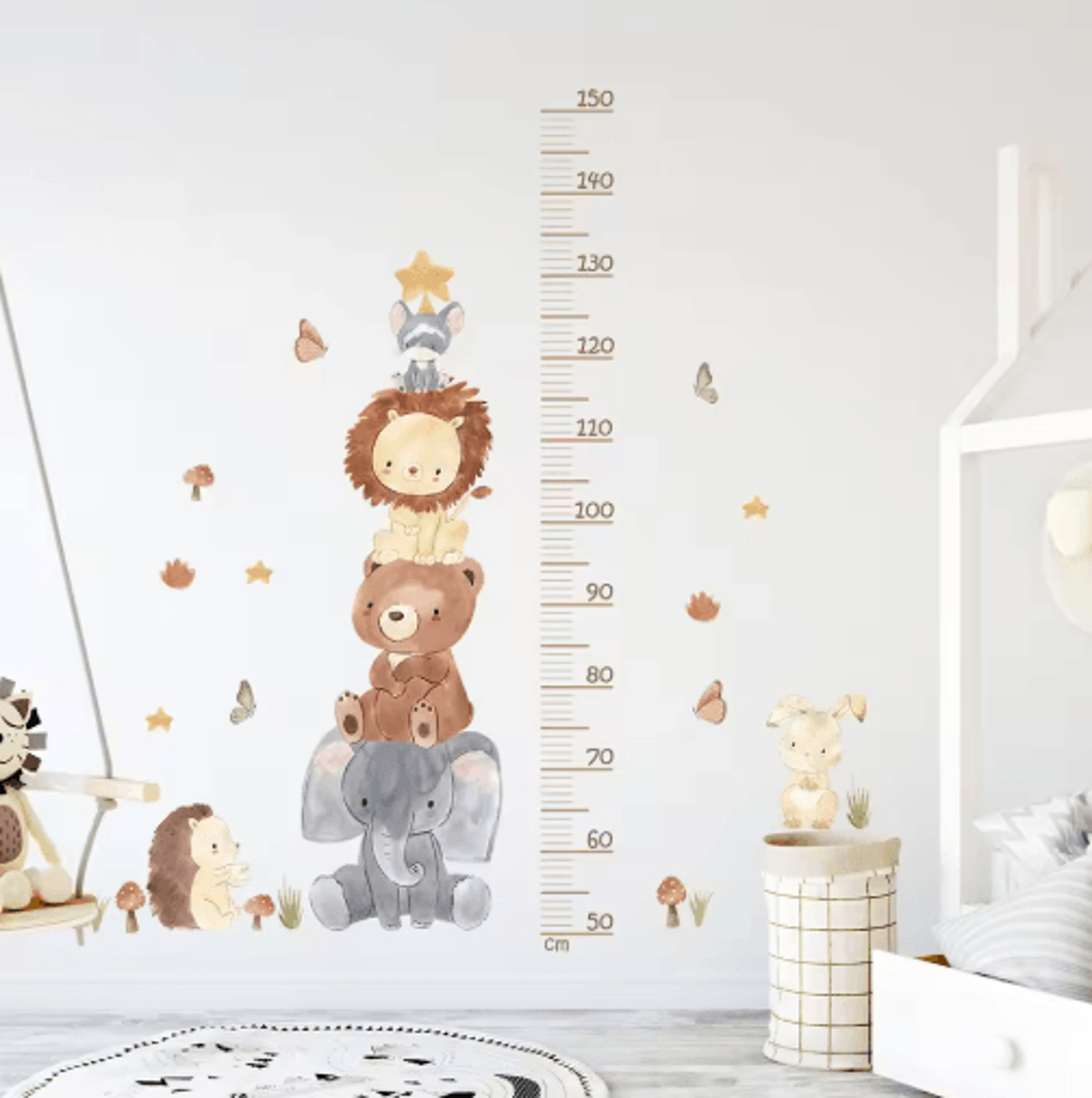 3PCS Cartoon Animal Height Chart Wall Stickers  Removable Kids Growth Ruler 12