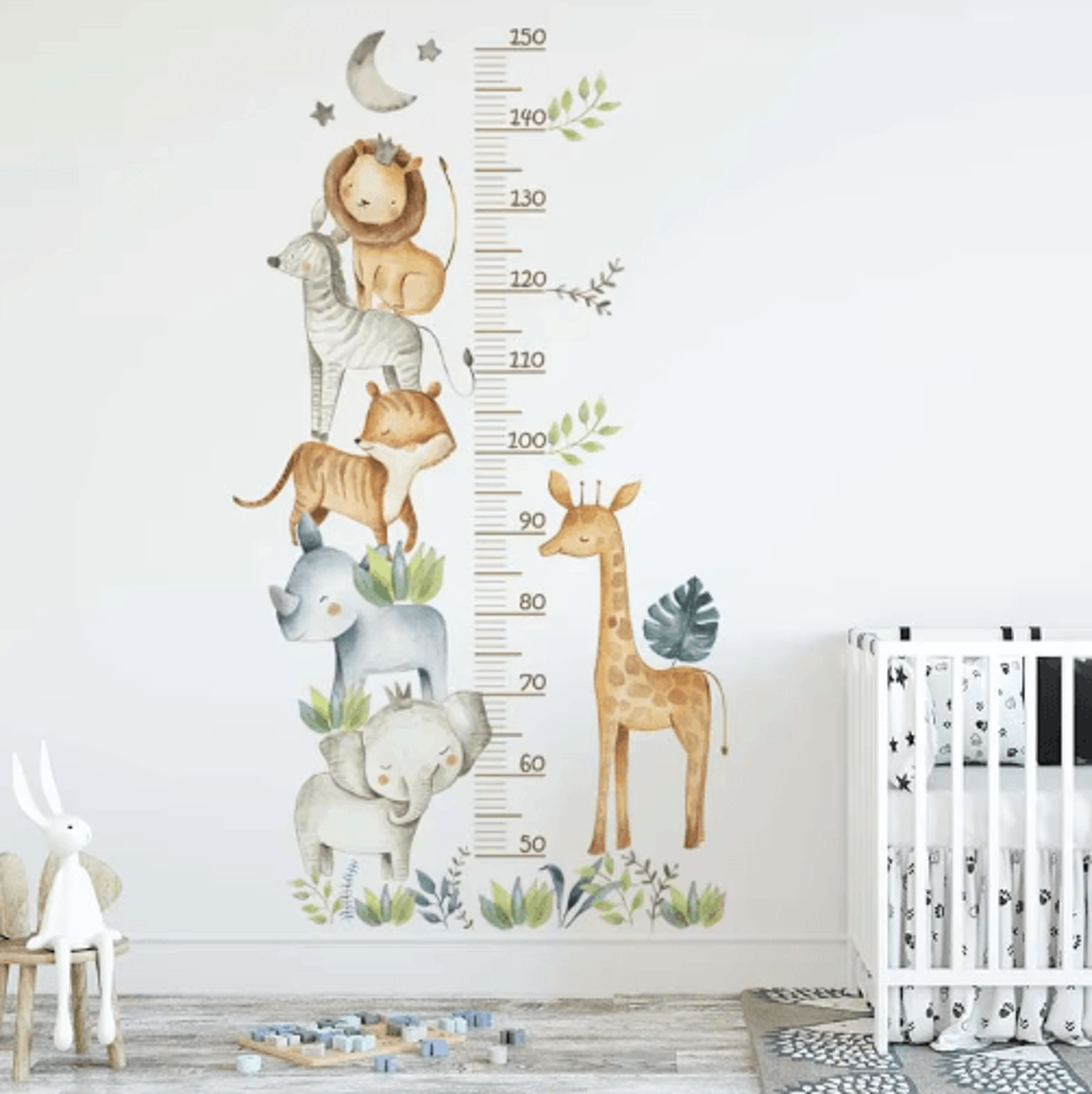 3PCS Cartoon Animal Height Chart Wall Stickers  Removable Kids Growth Ruler 18