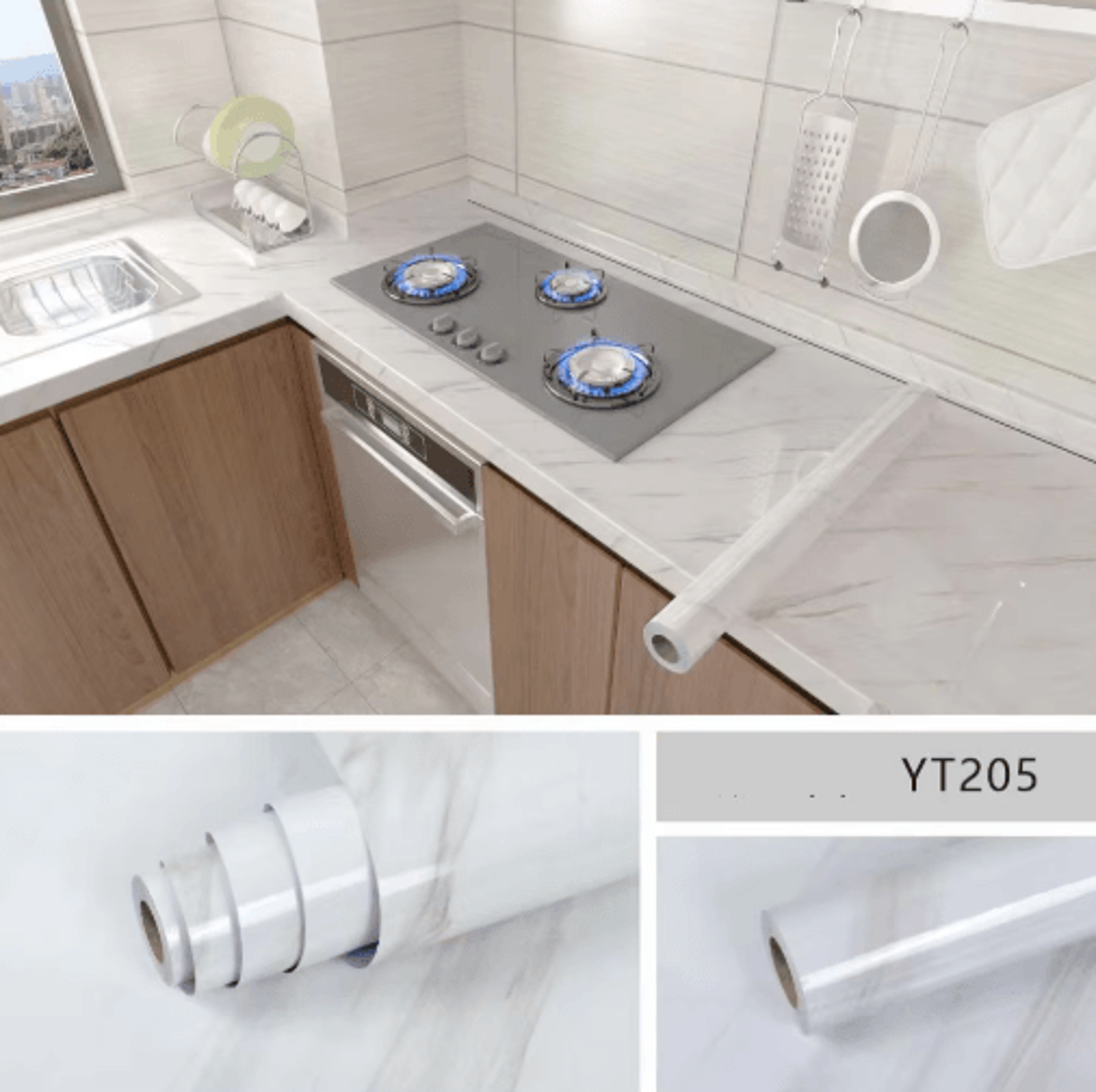 marble peel and stick countertop film – waterproof kitchen & cabinet renovation stickers