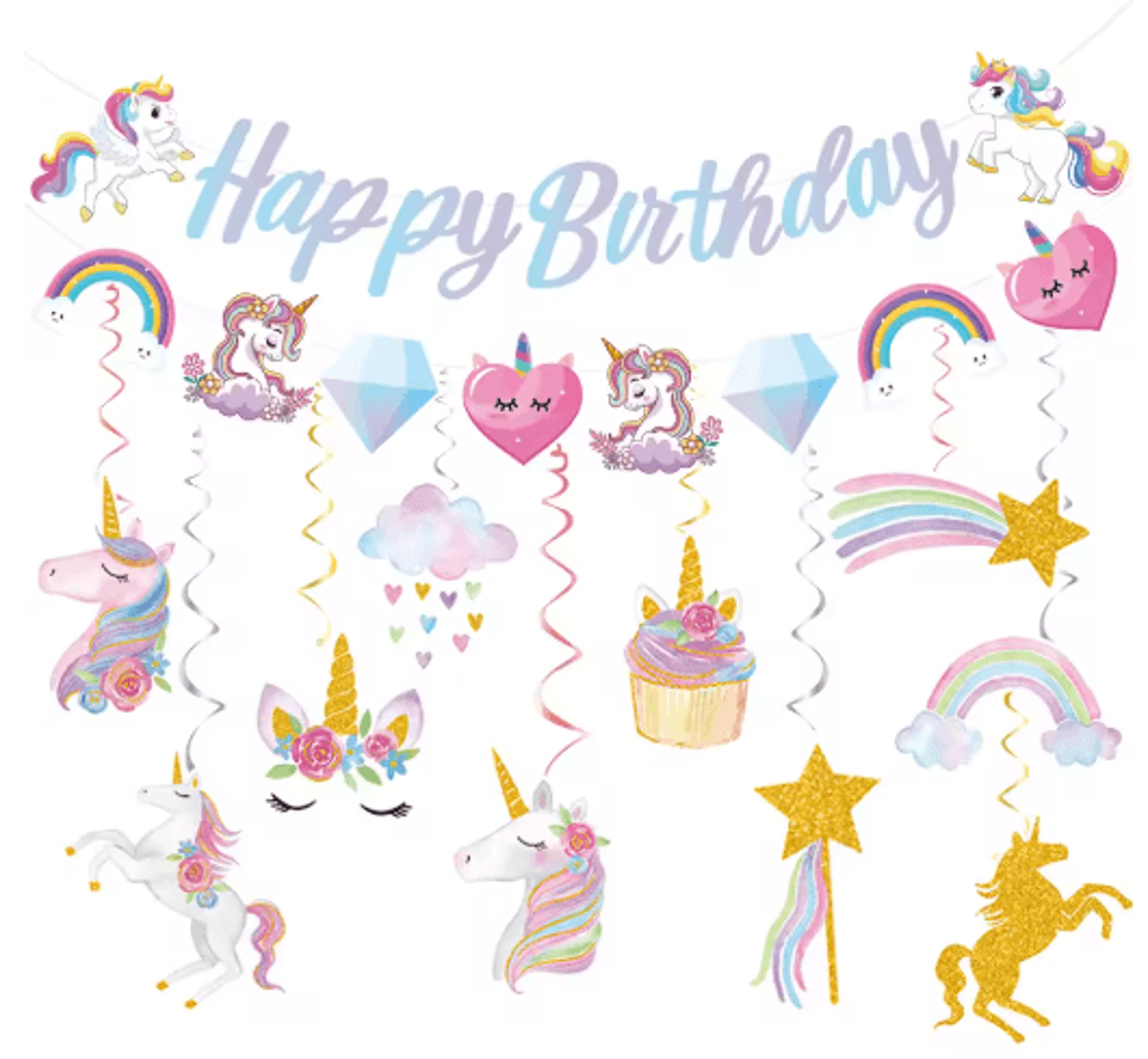 Unicorn Birthday Party Decorations With Banner Garland And Standing Balloon 27