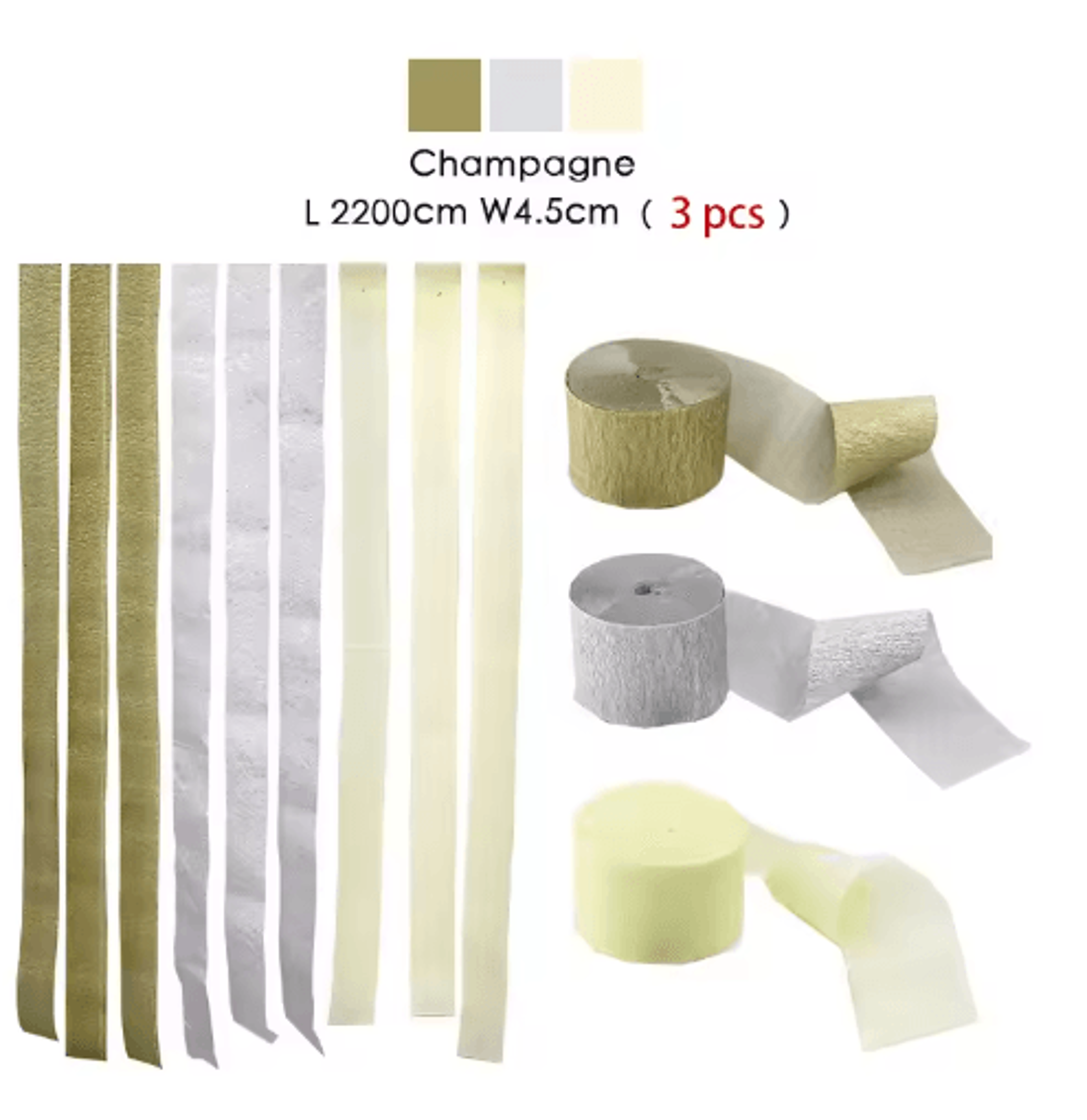 3Piece Rainbow Crepe Paper Streamers For Party Backdrops 10