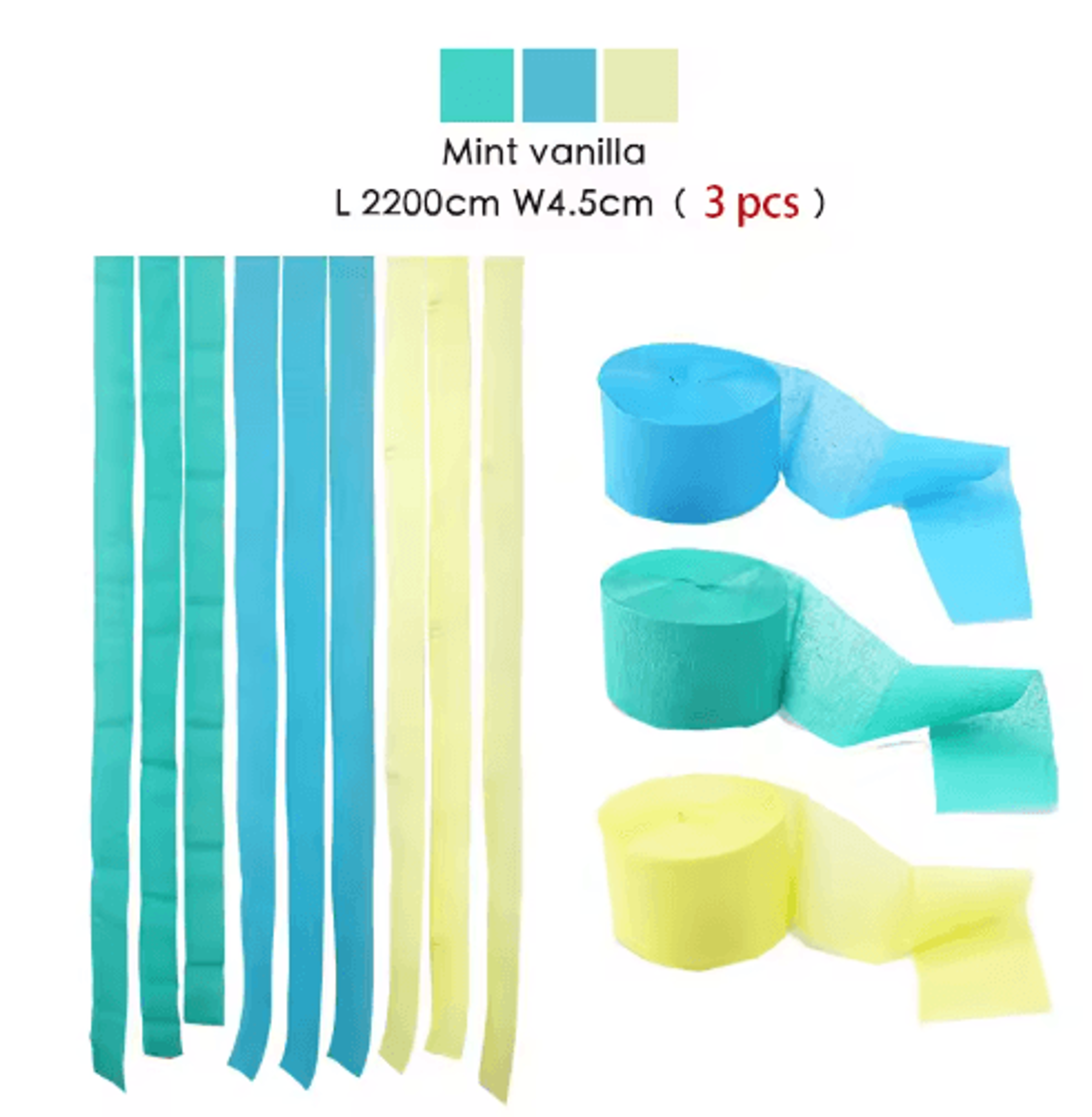 3Piece Rainbow Crepe Paper Streamers For Party Backdrops 19