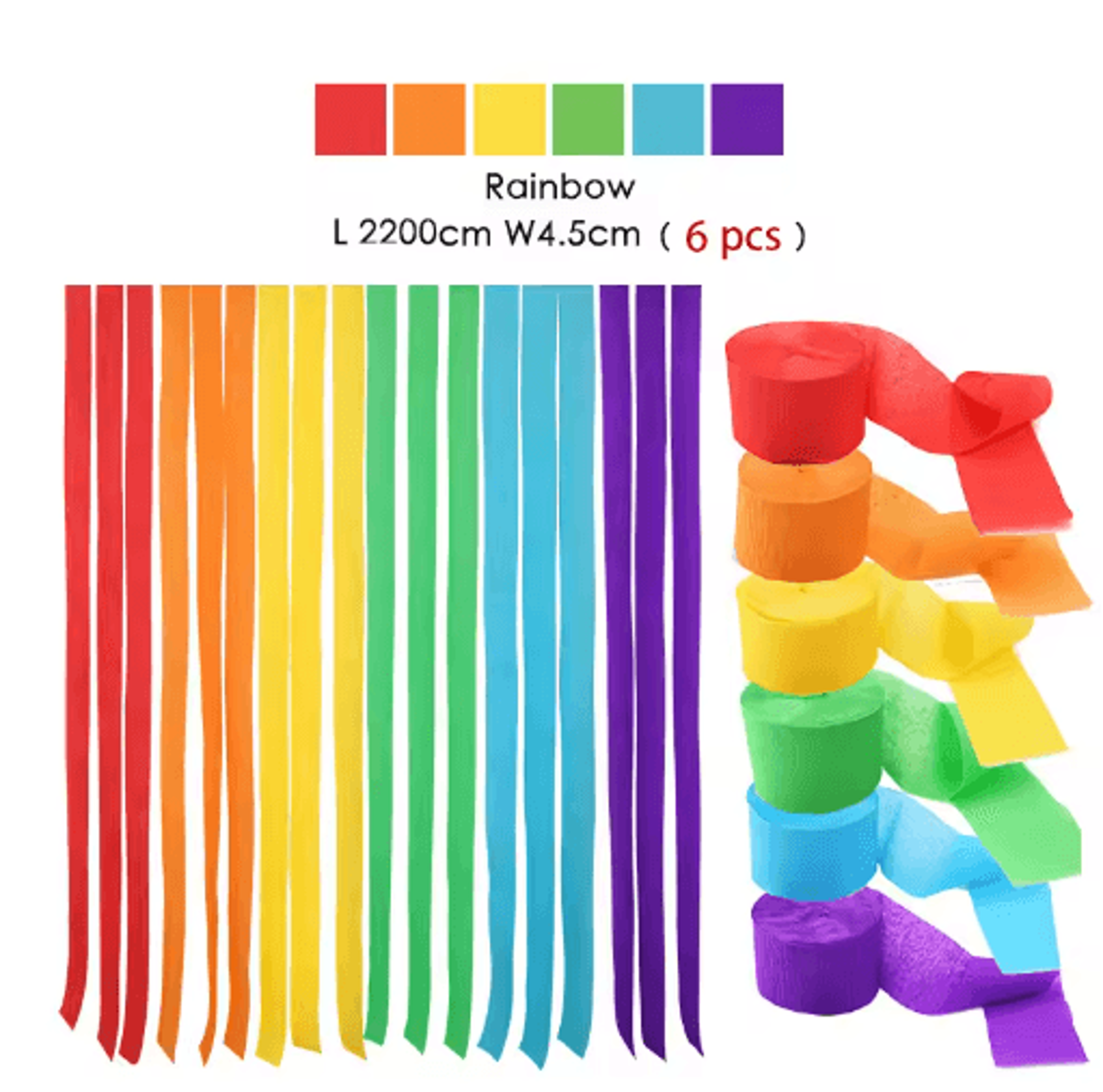 3Piece Rainbow Crepe Paper Streamers For Party Backdrops 26