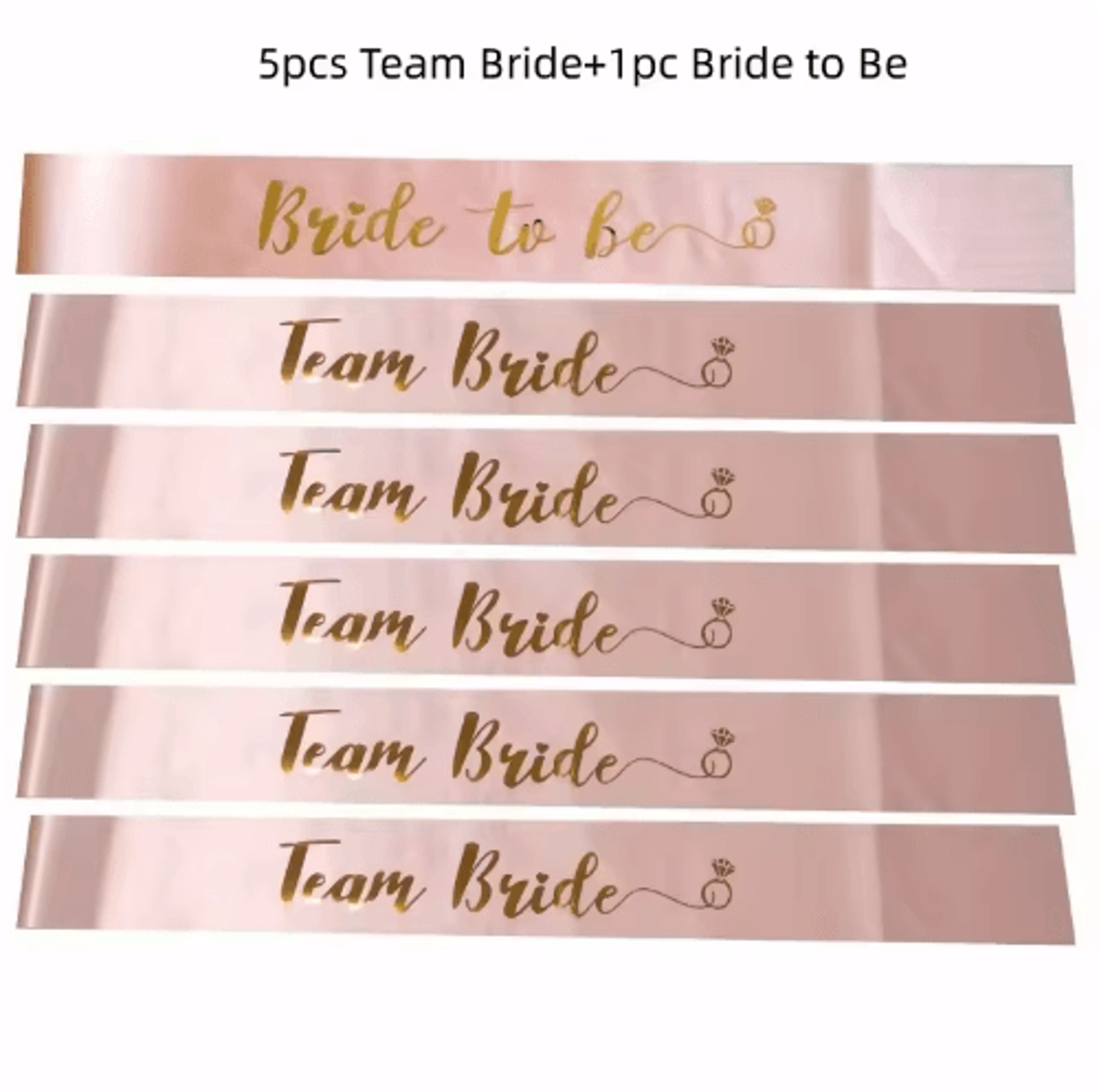 Rose Gold Team Bride Satin Sash Set For Bachelorette Parties 3