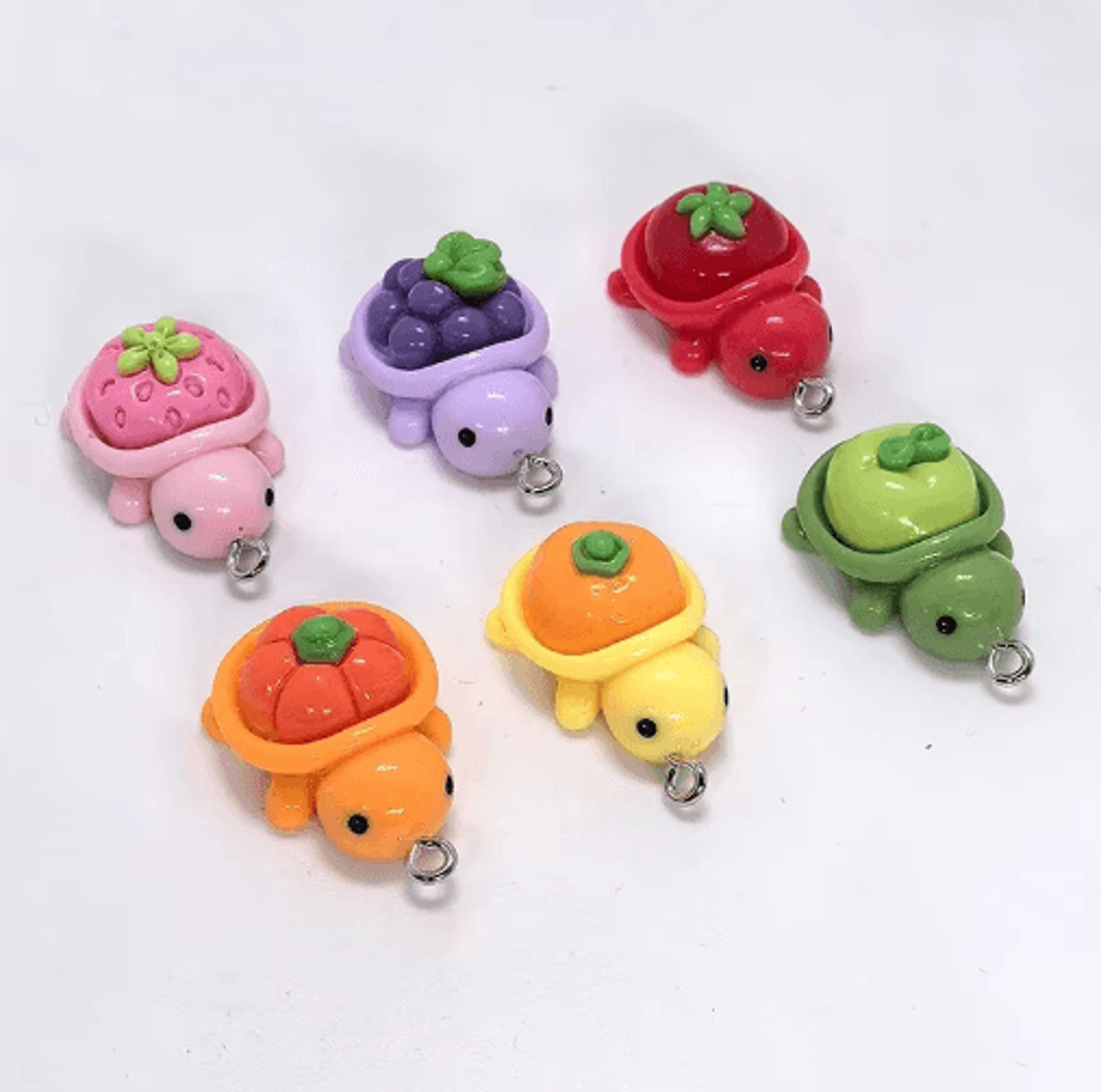 10-piece kawaii fruit turtle resin charms for diy jewelry