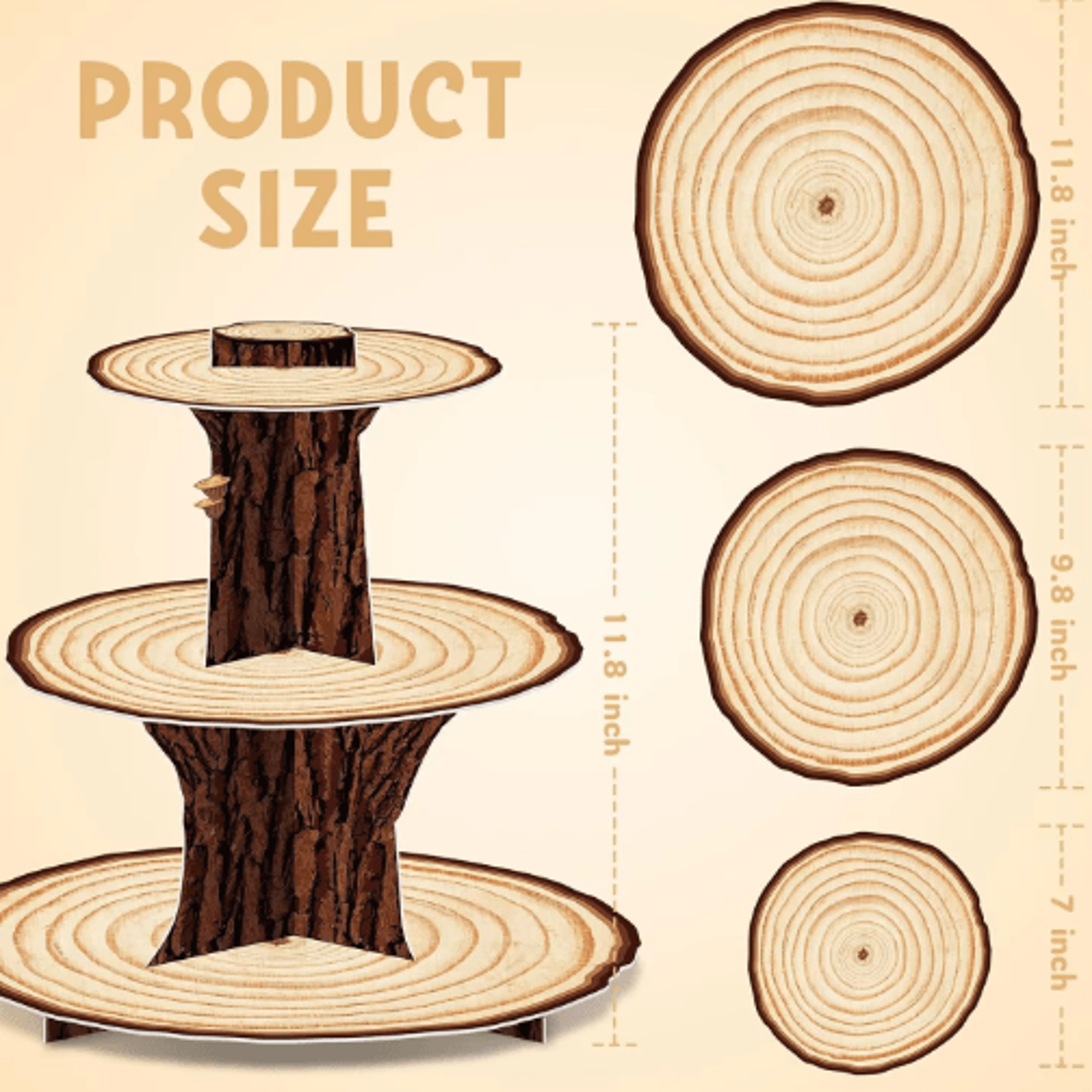 3Tier Rustic Wooden Cupcake Stand For Parties And Baby Showers 5