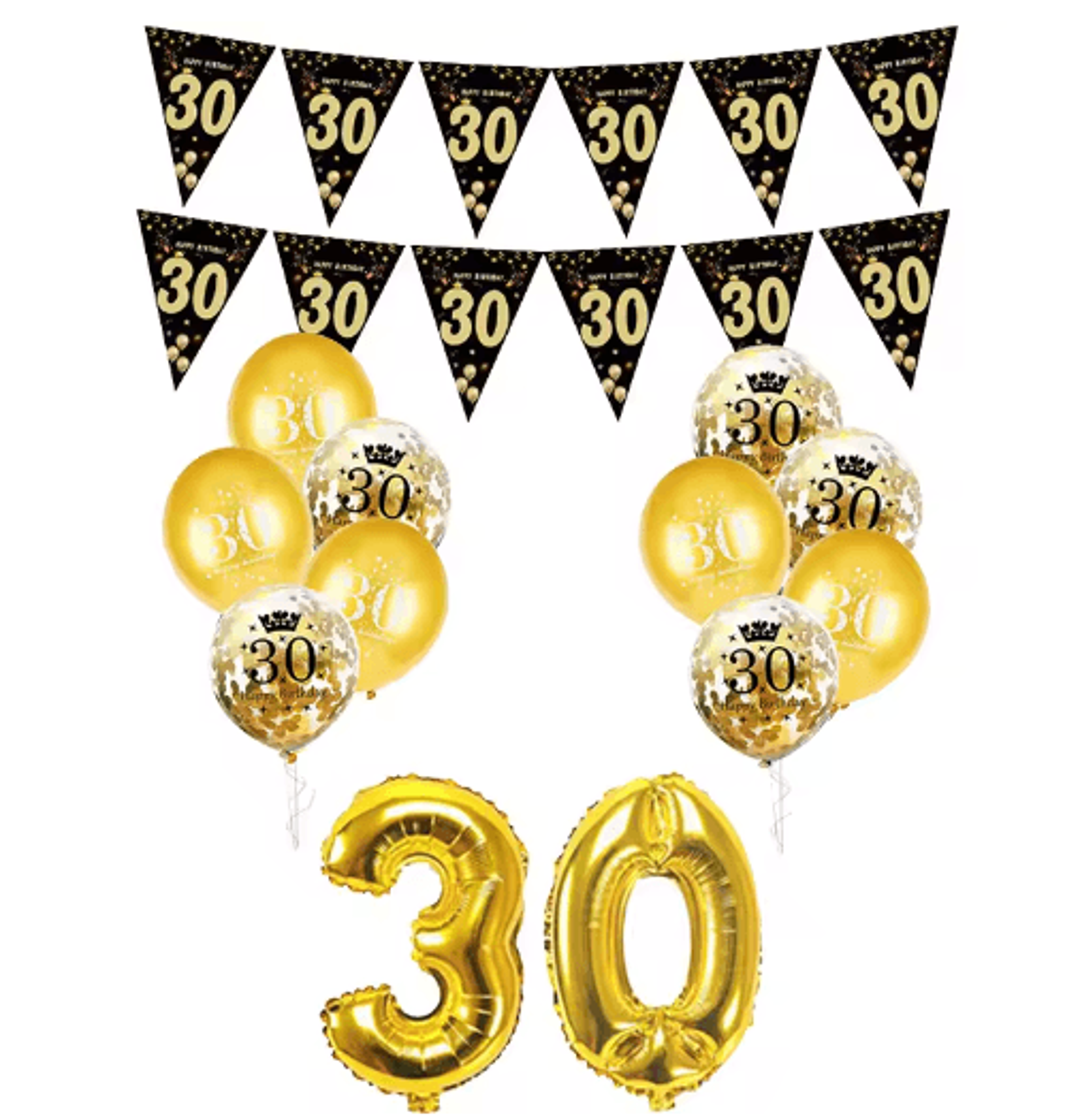 30th 40th 50th 60th Birthday Banner With Number Balloons 27
