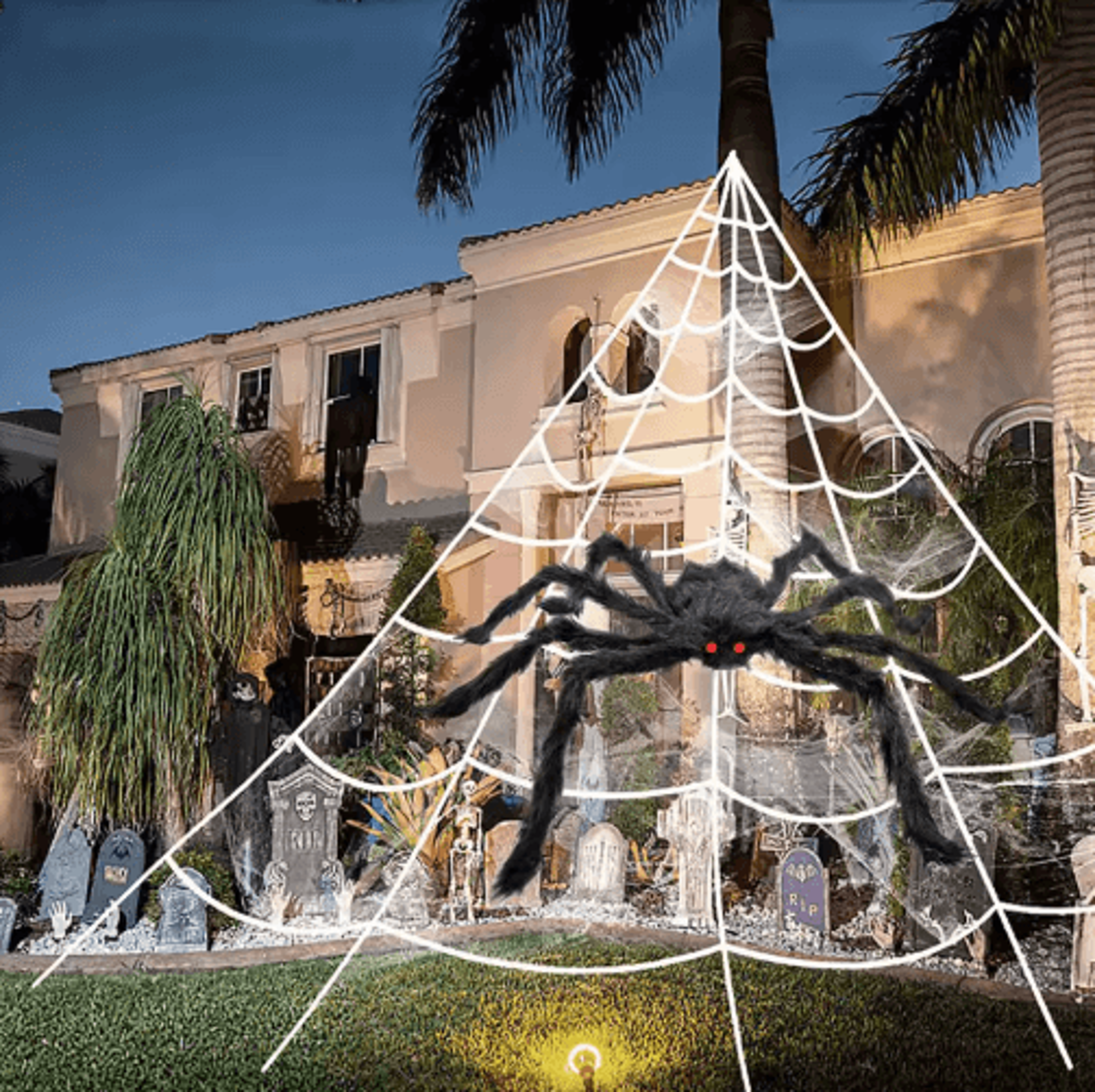5M Large Plush Spider Web For Halloween Indoor And Outdoor Decor 7