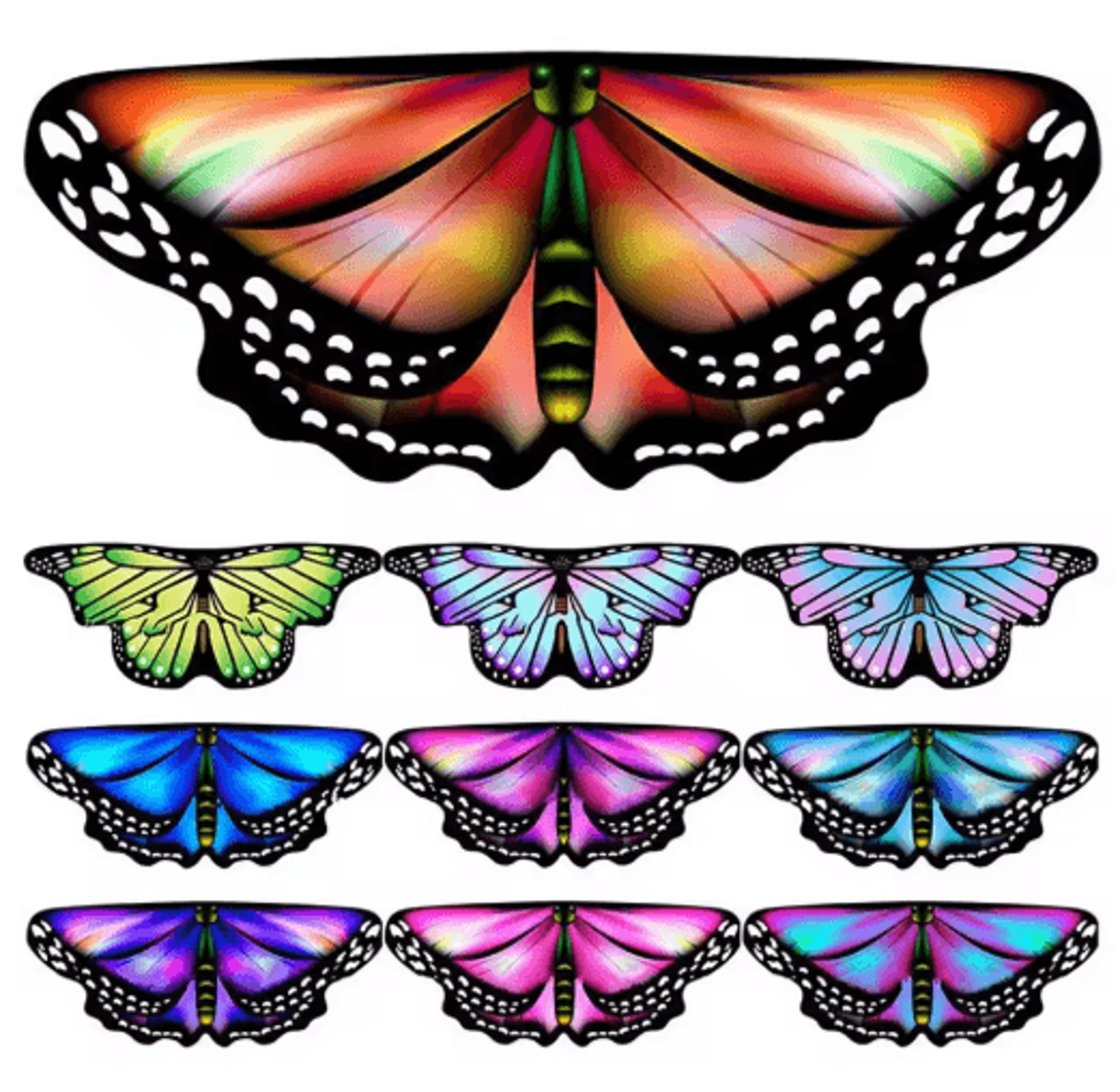 Colorful Butterfly Wings Cape For Kids Fairy DressUp 12