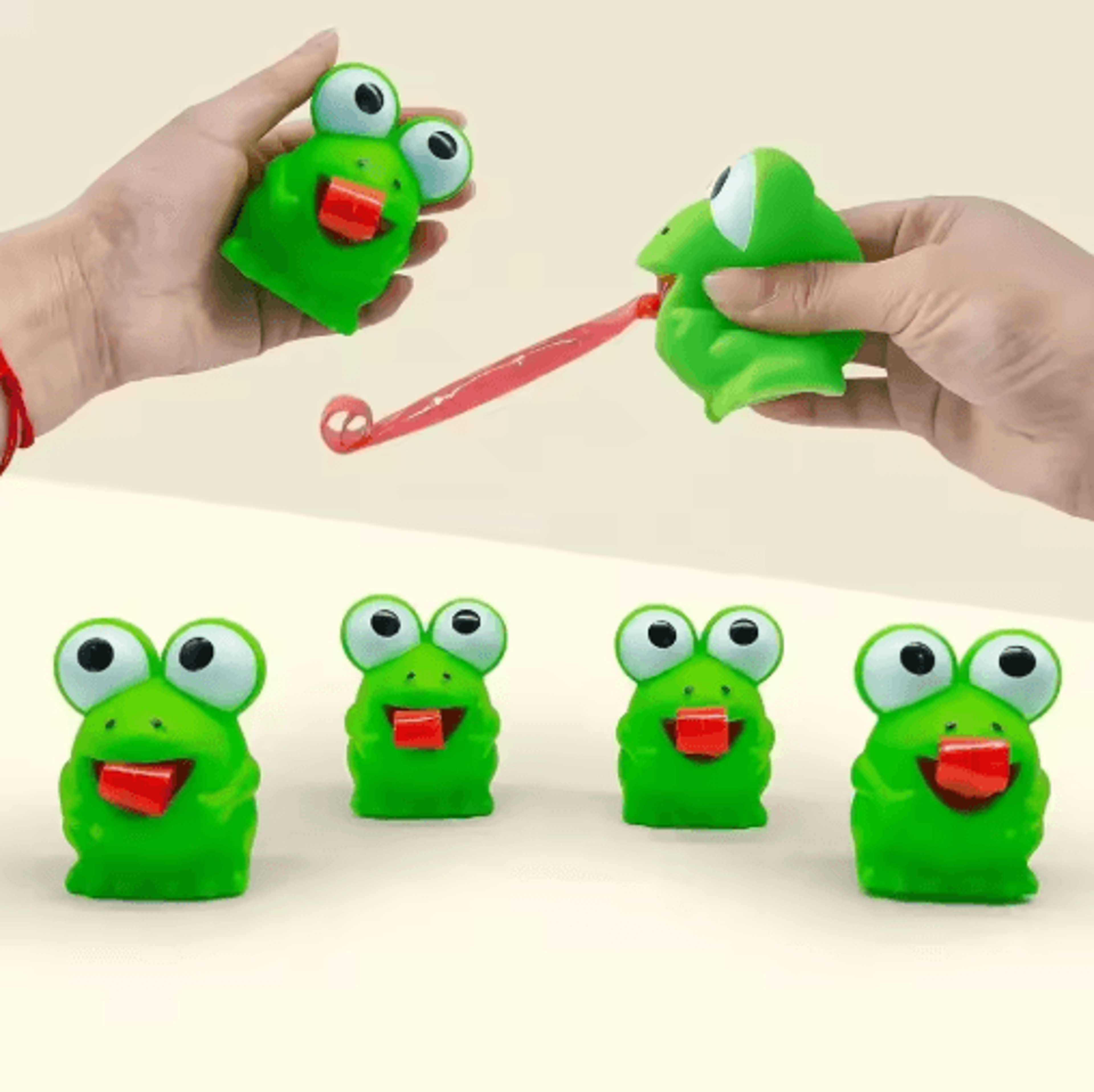 funny frog and dinosaur squeeze fidget toy with pop-out tongue