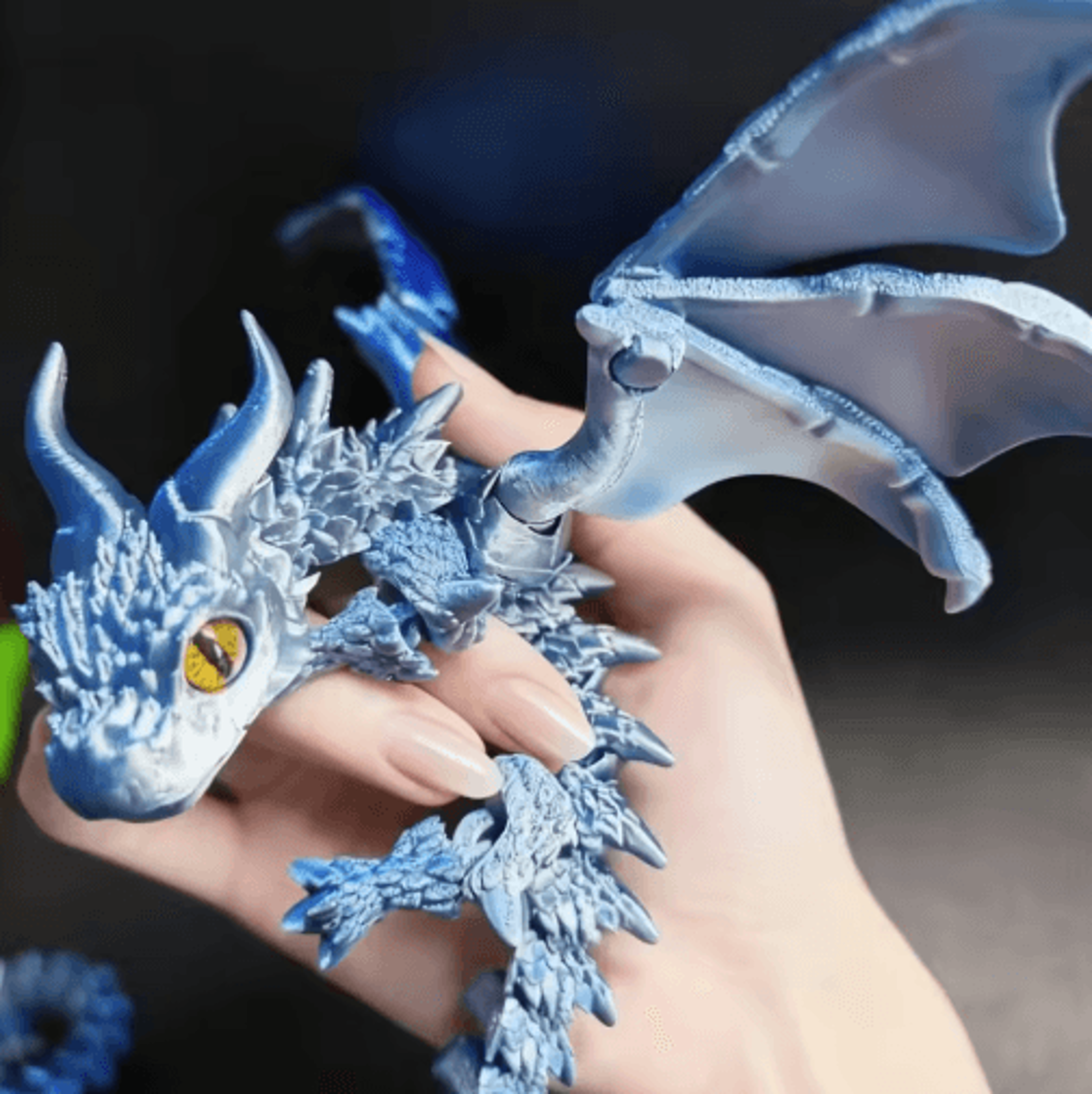 3D Printed Winged Carriage Dragon Figurine Tabletop Decor 3